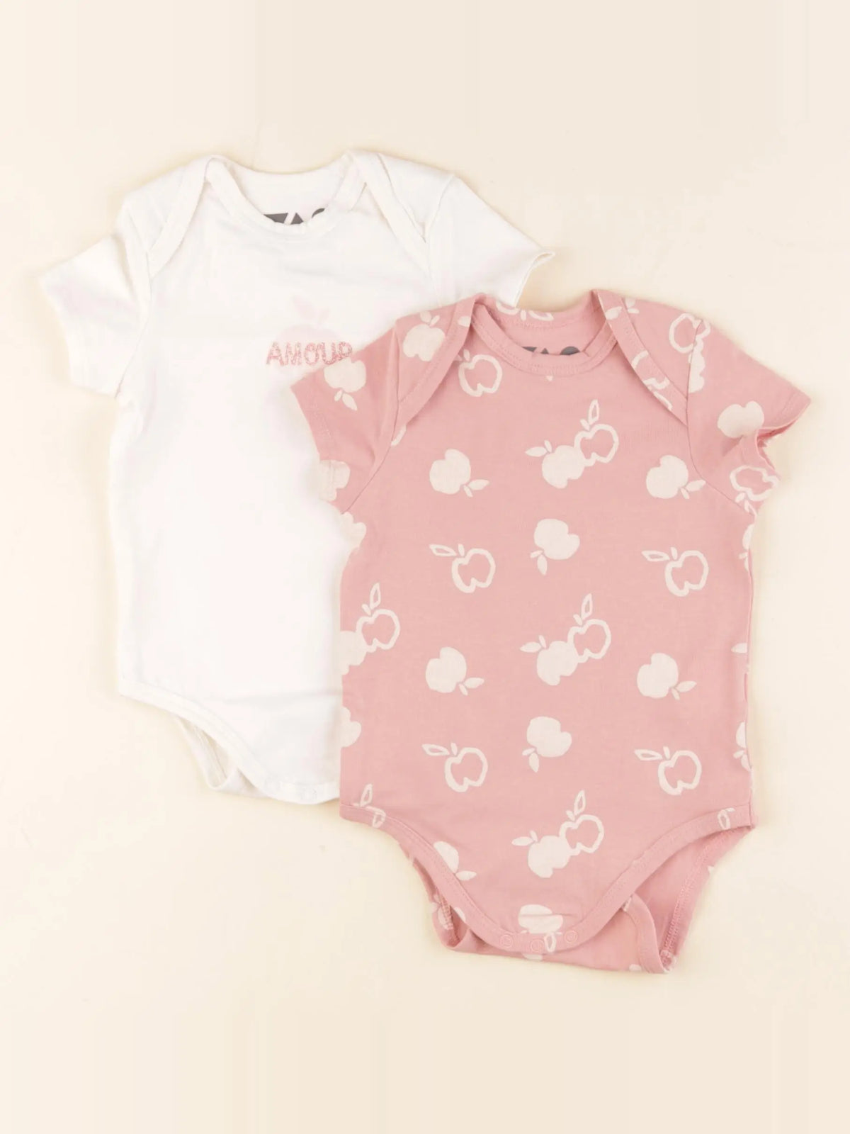 Tape à l'oeil - lot de 2 bodies en coton rose - 12 mois