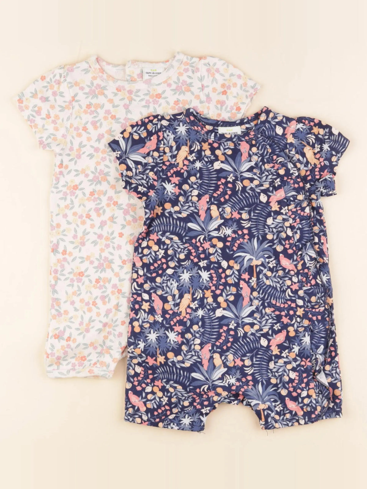 Tape à l'oeil - lot de 2 pyjamas coton bleu, rose - 9 mois