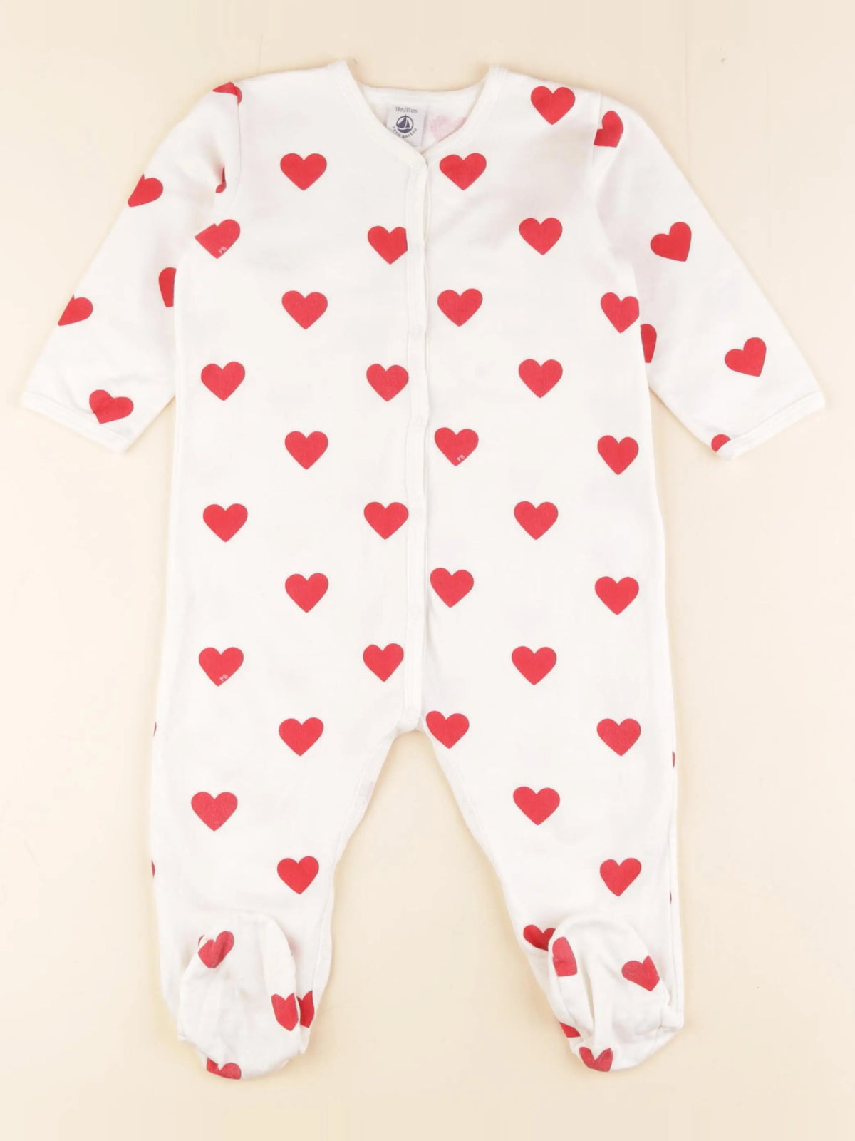 Boutchou - pyjama coton rouge, blanc - 18 mois