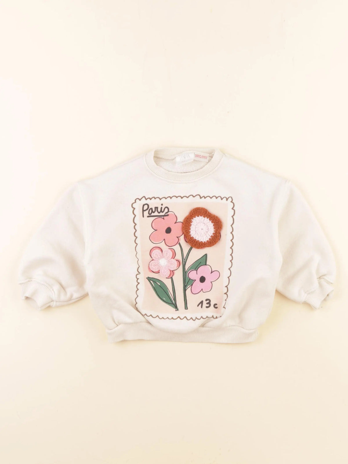 Zara - sweat imprimé au dos beige - 18 mois
