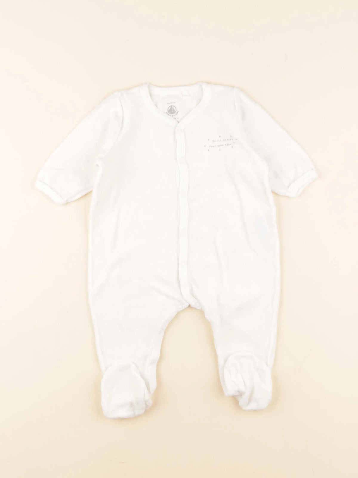 Petit Bateau - pyjama velours blanc - 6 mois