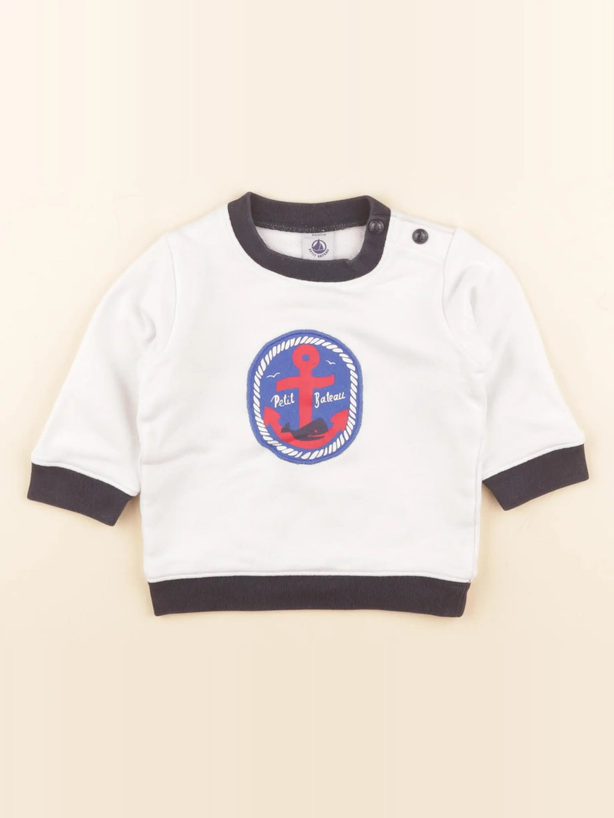 Petit Bateau - sweat blanc - 6 mois