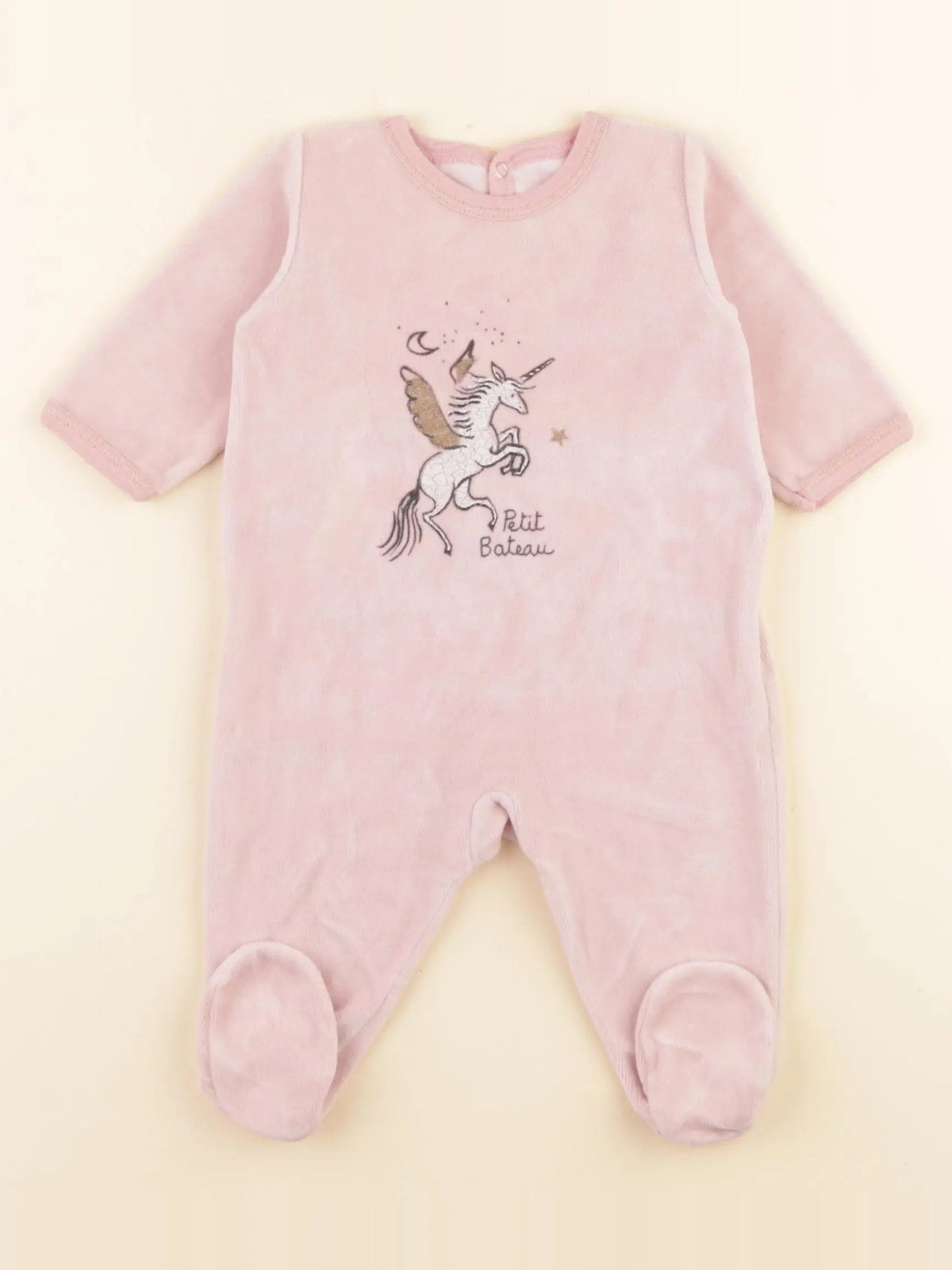 Petit Bateau - pyjama velours rose - 3 mois