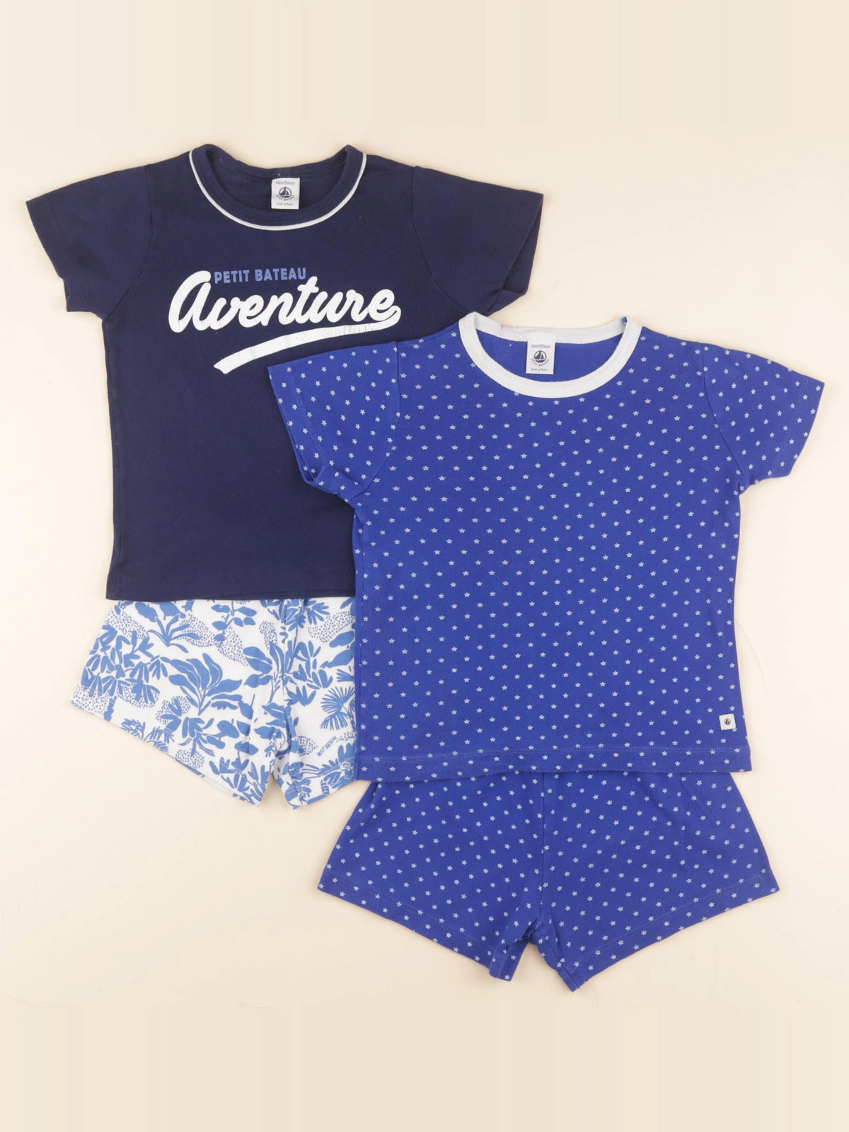 Petit Bateau - lot de 2 pyjamas coton bleu - 4 ans