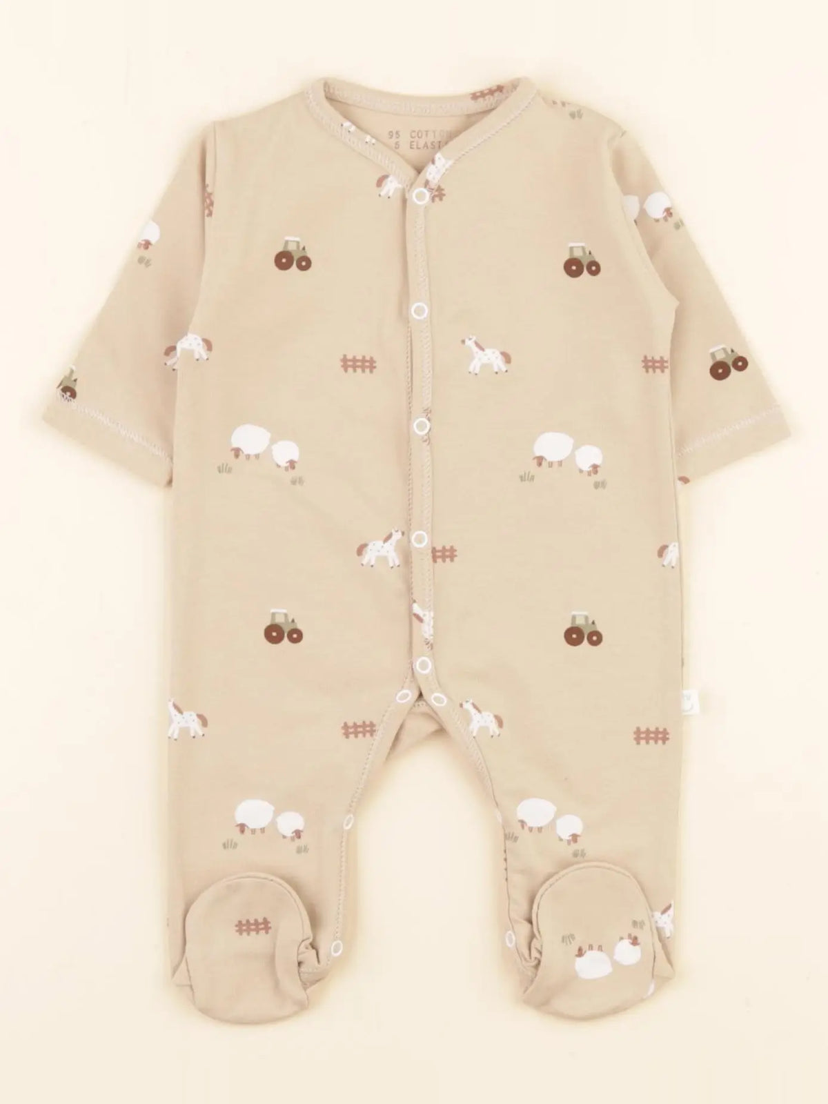 Pyjama coton ferme beige