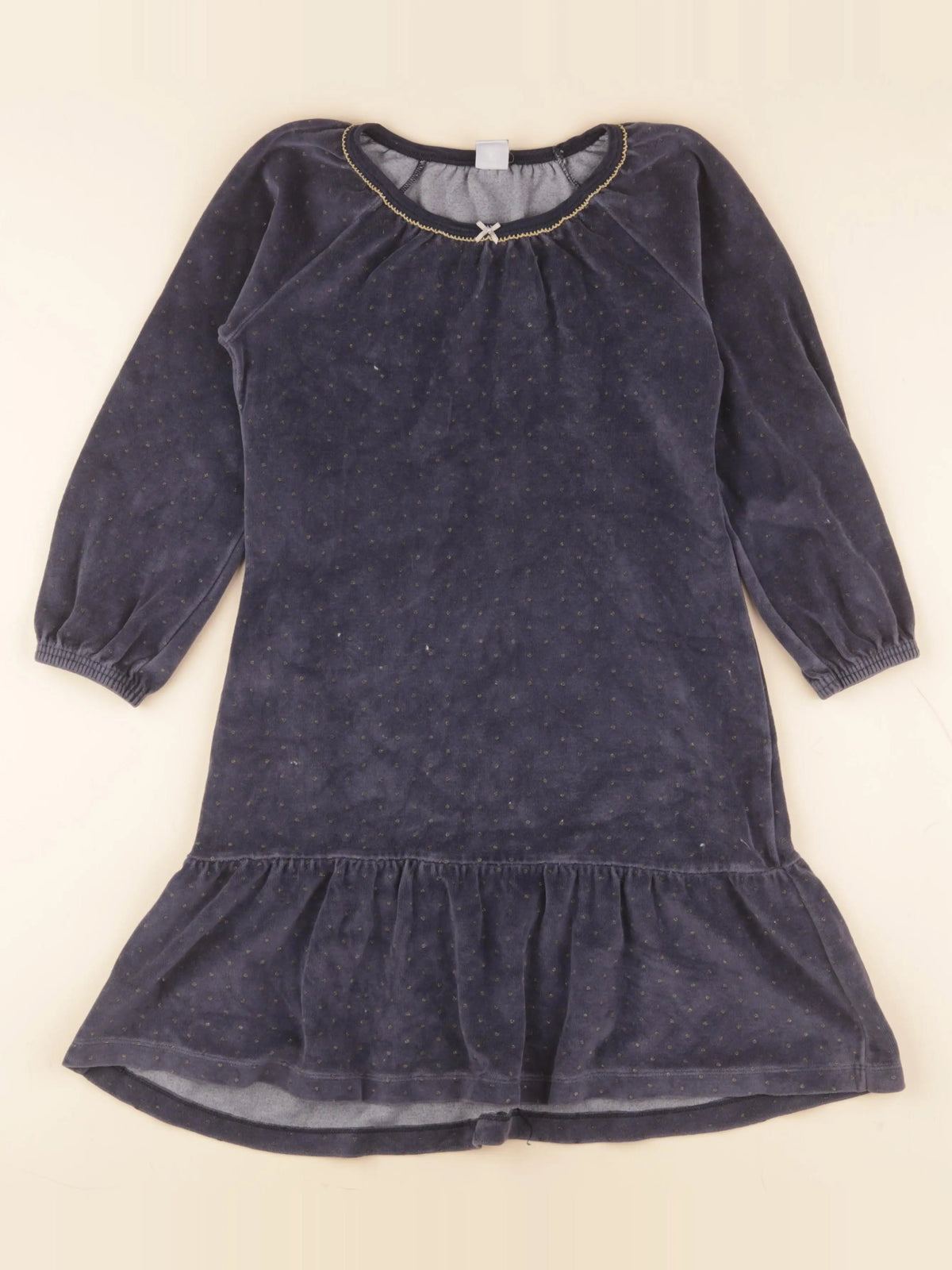 Petit Bateau - chemise de nuit velours bleu, or - 8 ans