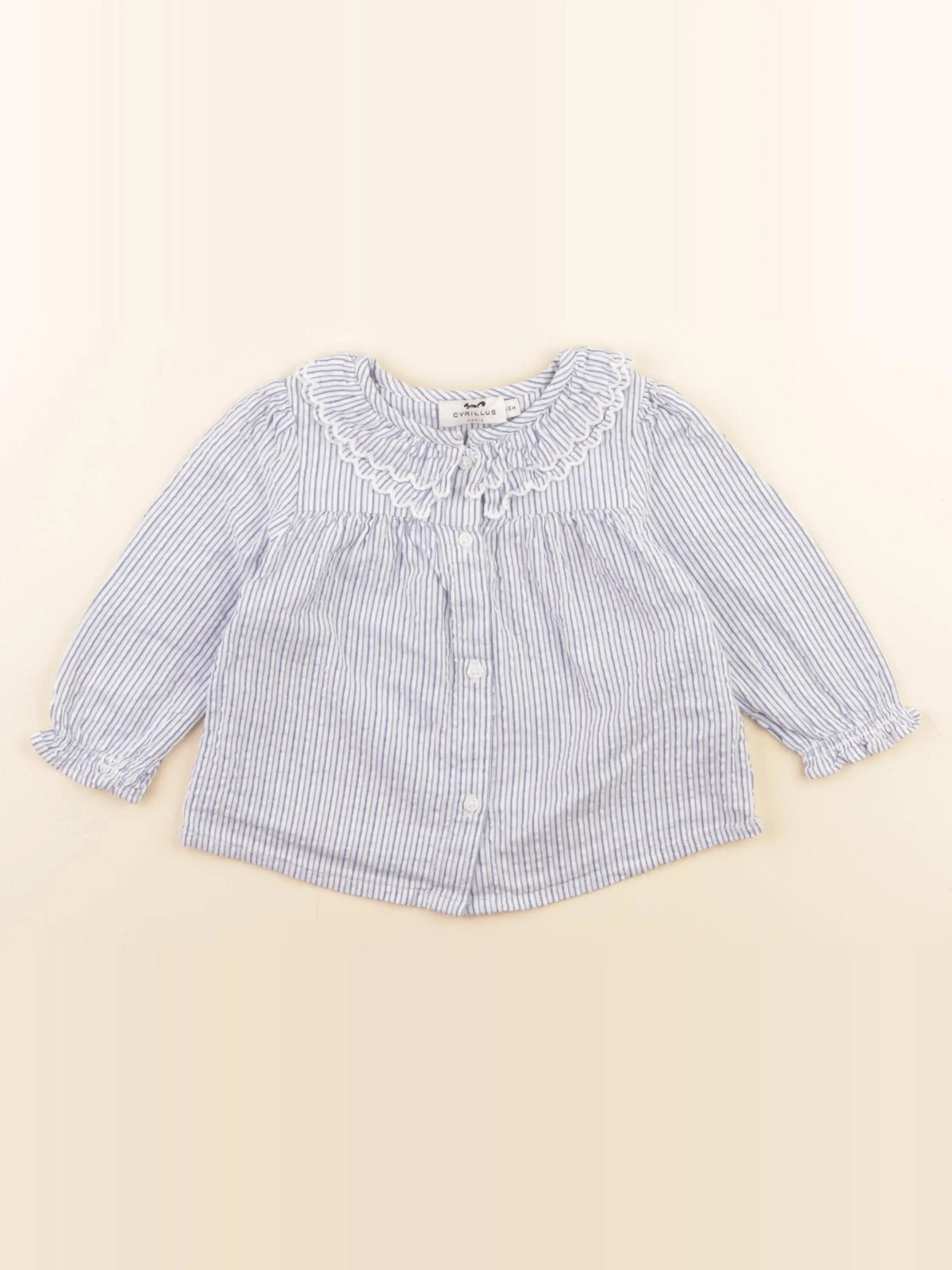 Cyrillus - blouse blanc, bleu - 12 mois