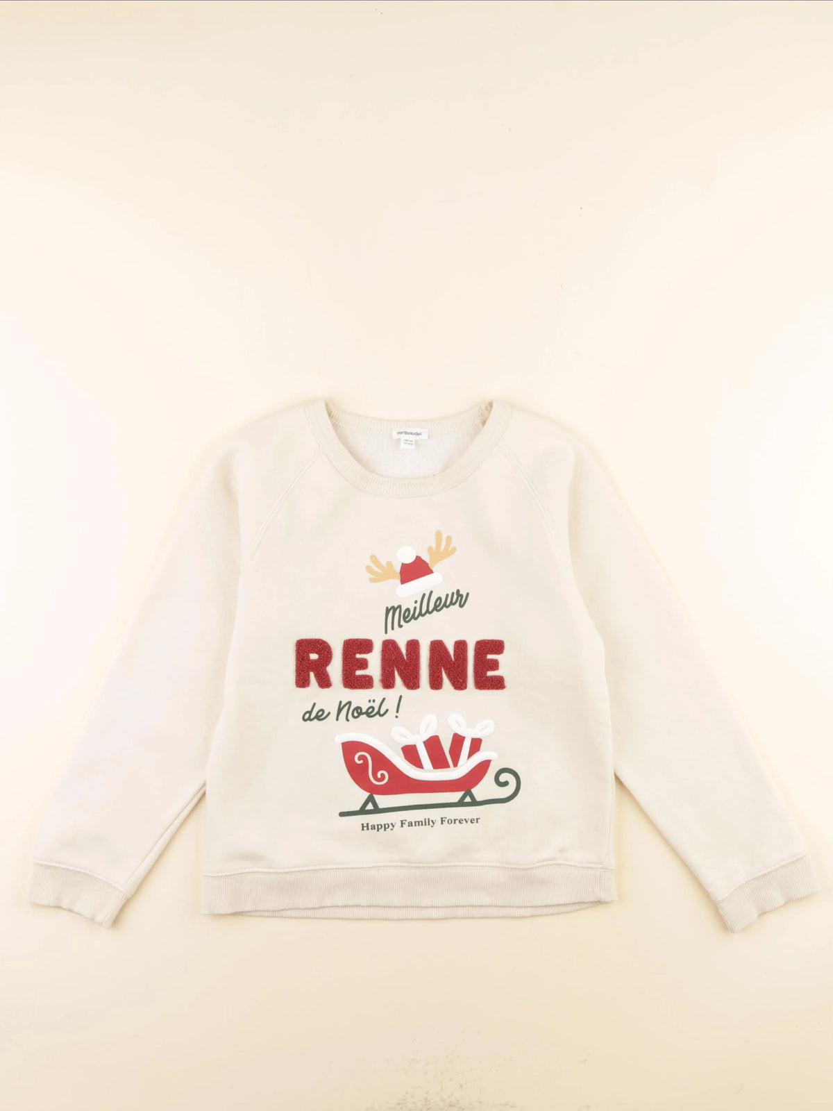 Vertbaudet - sweat beige - 10 ans