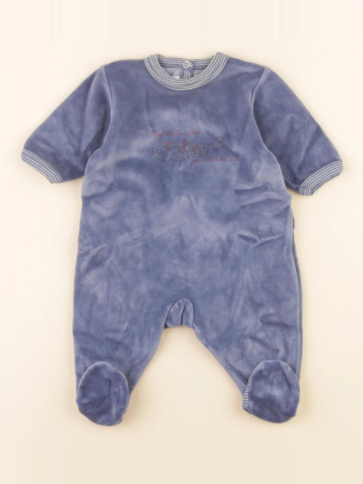 Petit Bateau - pyjama velours bleu - 1 mois