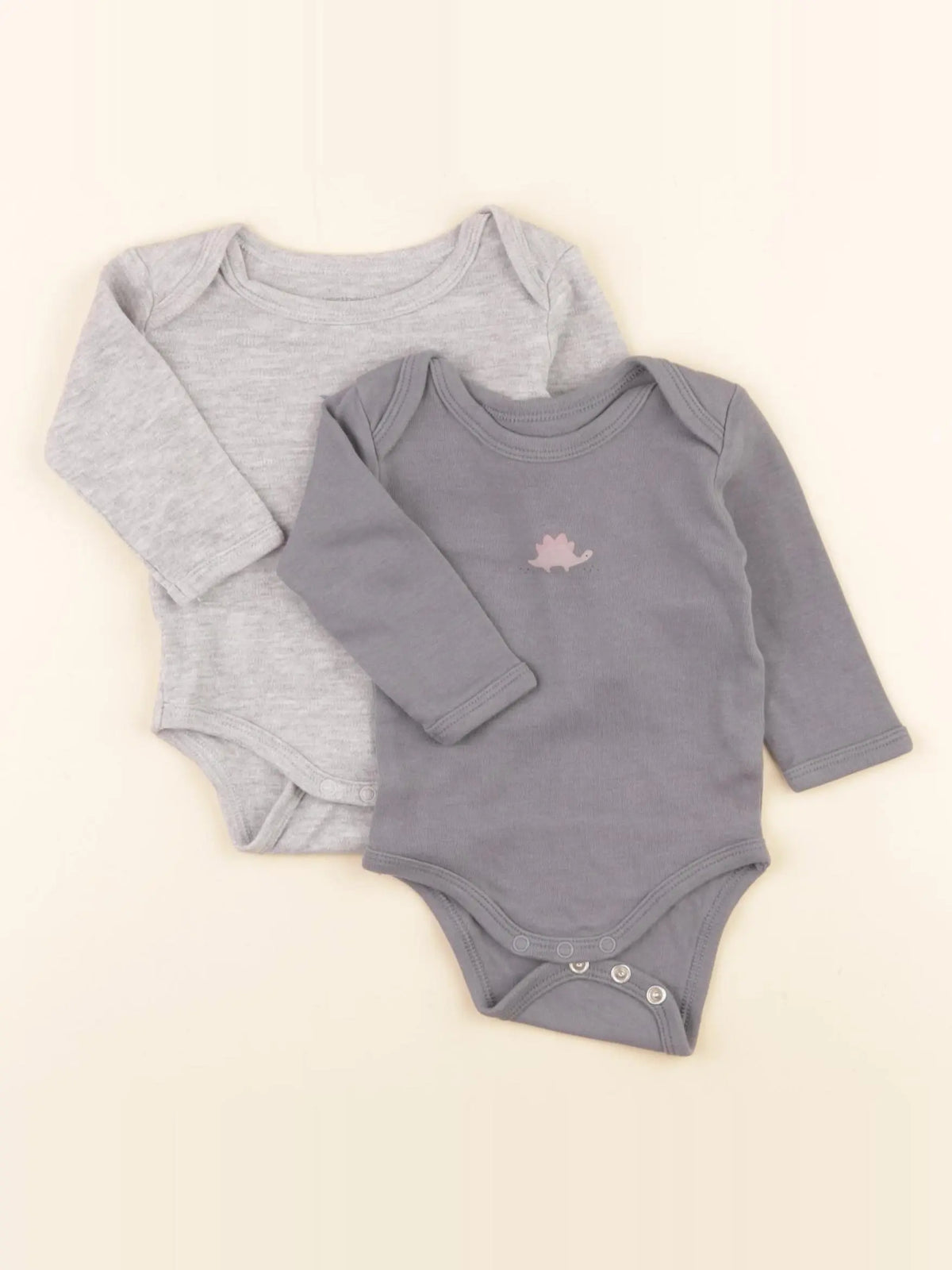 Vertbaudet - lot de 2 bodies en coton bleu, gris - 3 mois