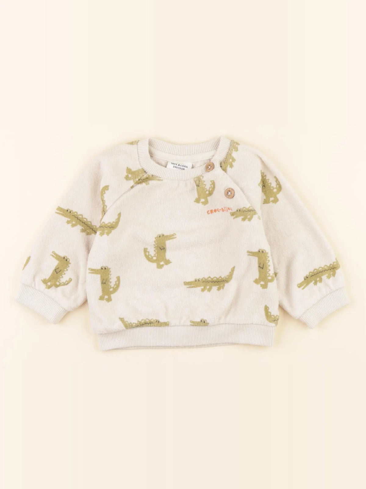Tape à l'oeil - sweat beige, vert - 3 mois