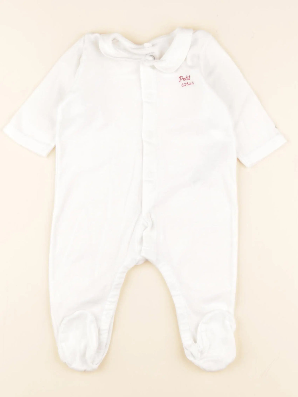 Petit Bateau - pyjama coton blanc - 6 mois