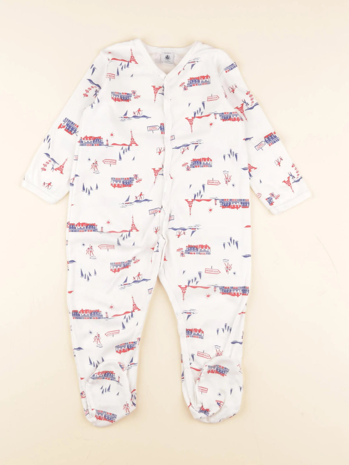 Petit Bateau - pyjama coton blanc - 24 mois