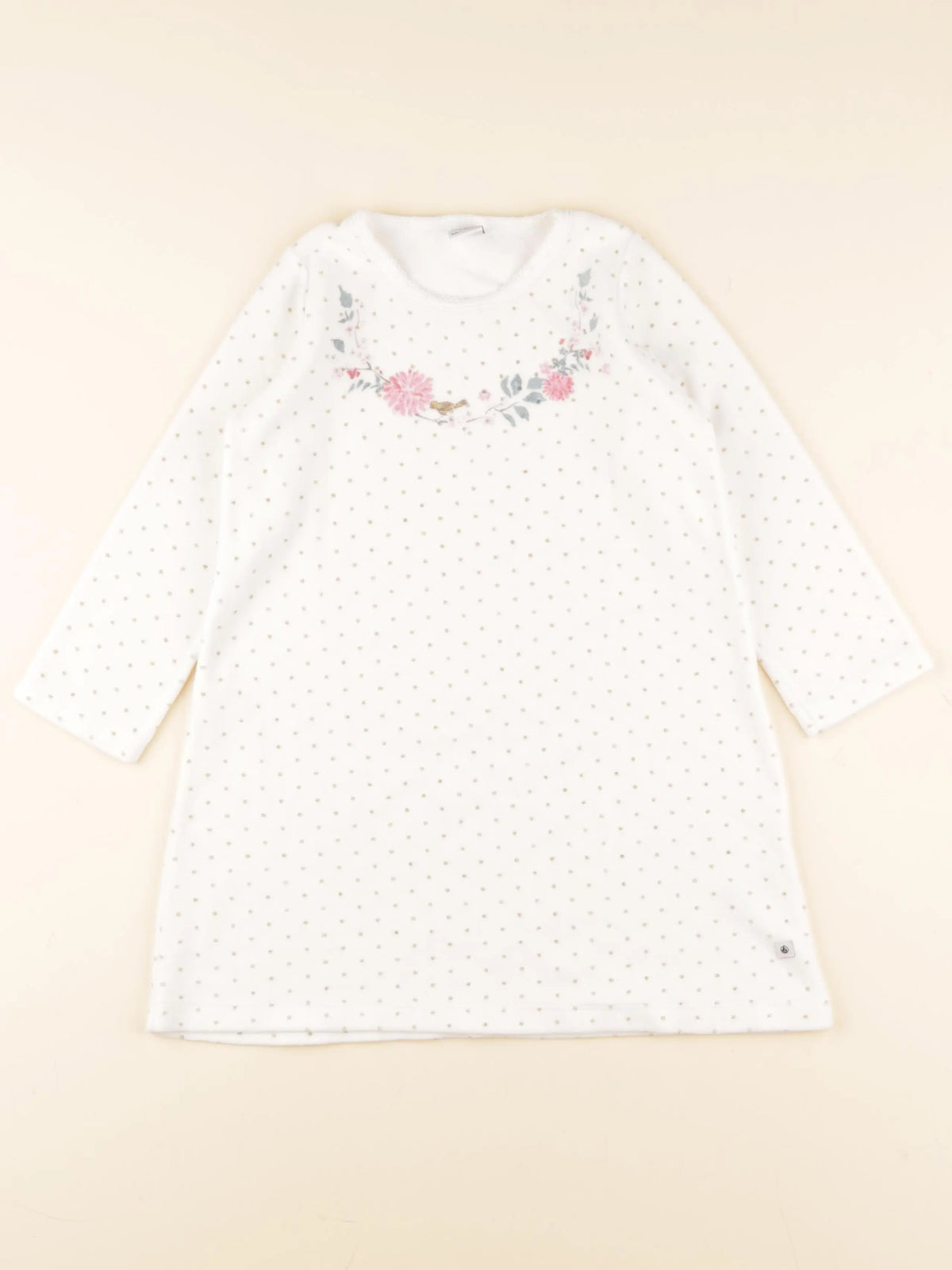 Petit Bateau - chemise de nuit velours blanc - 5 ans