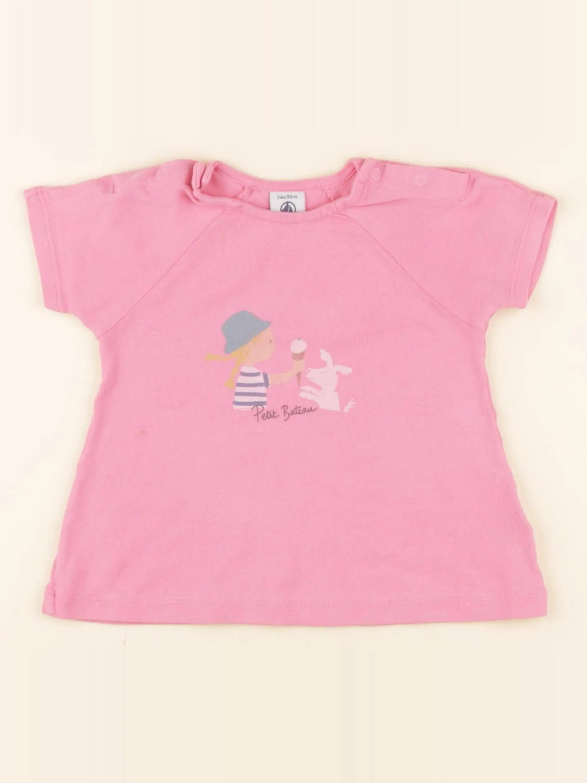 Petit Bateau - tee-shirt rose - 24 mois