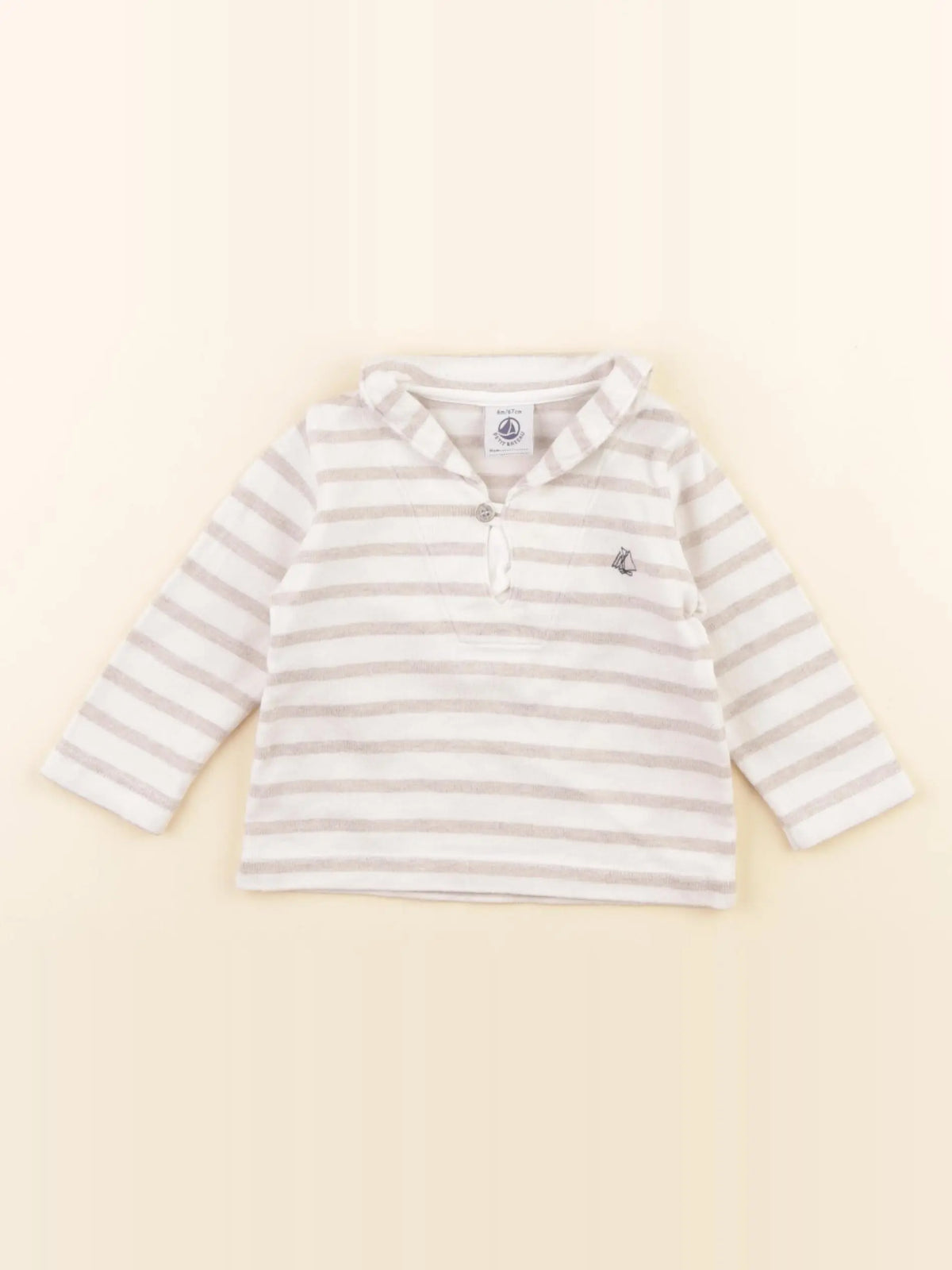 Petit Bateau - tee-shirt beige, gris - 6 mois