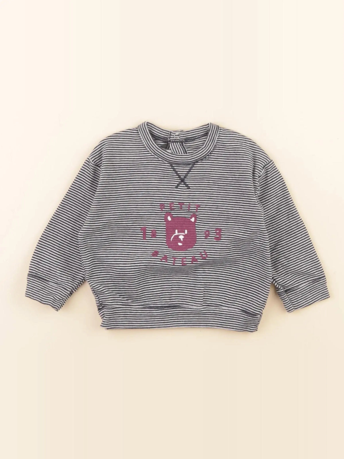 Petit Bateau - tee-shirt blanc, bleu - 6 mois