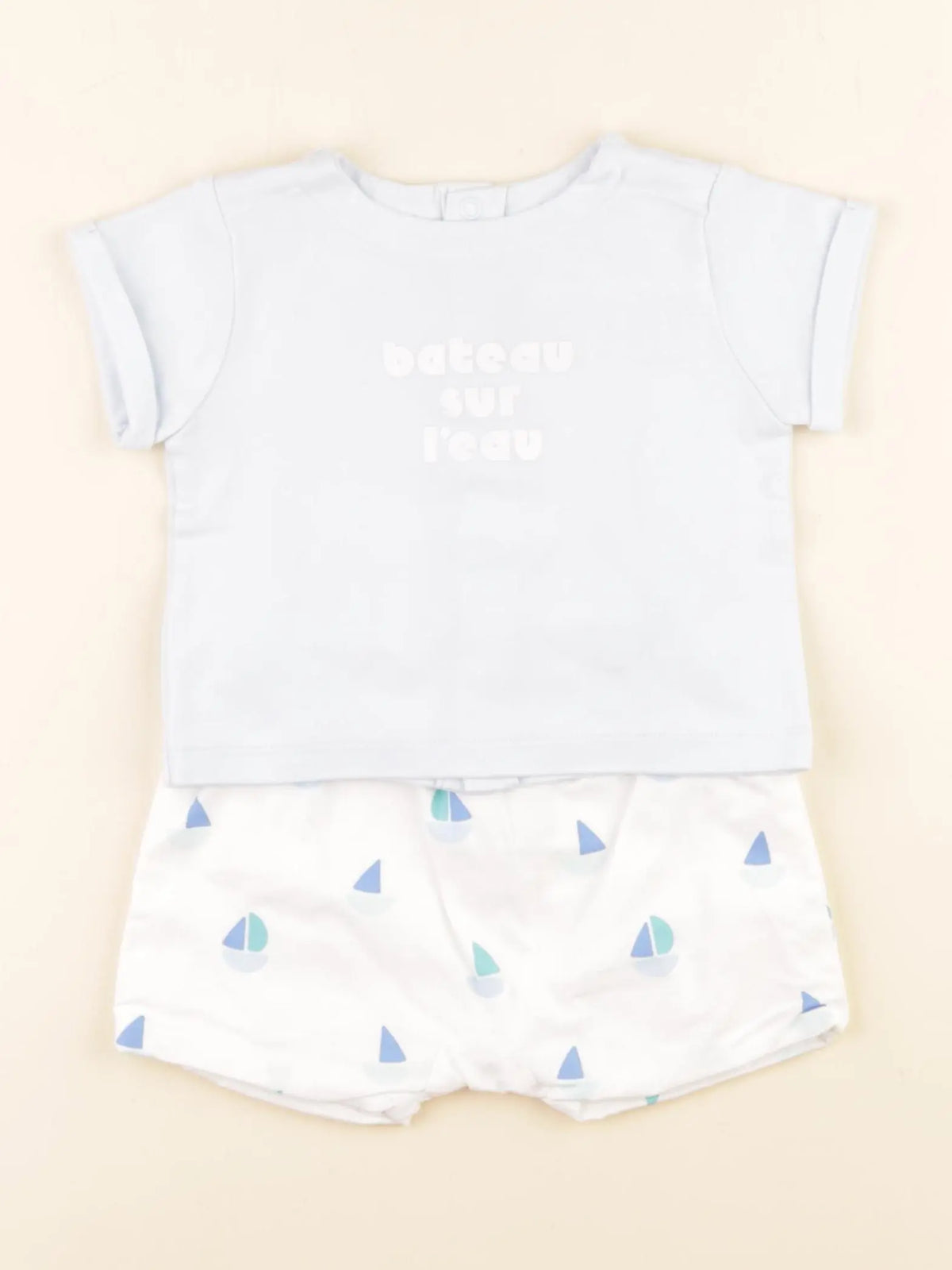 Jacadi - ensemble bleu, blanc - 6 mois