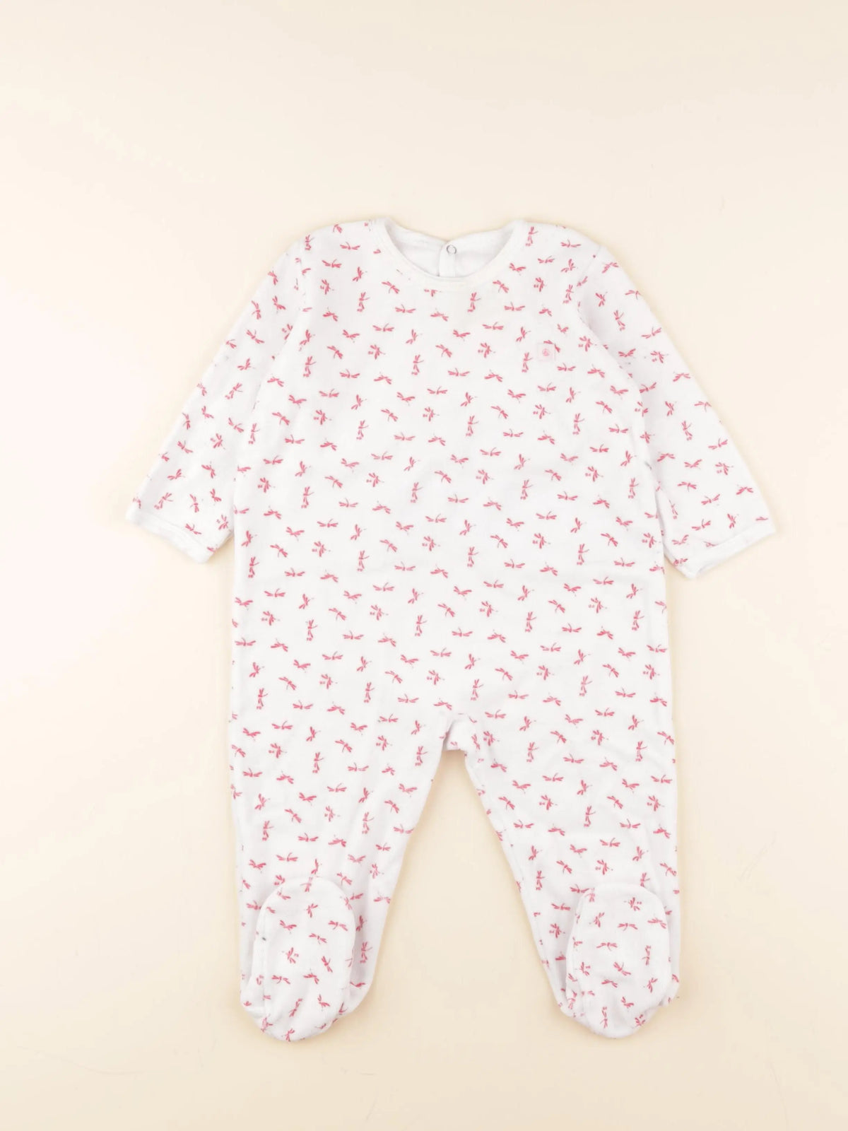Petit Bateau - pyjama velours blanc - 12 mois