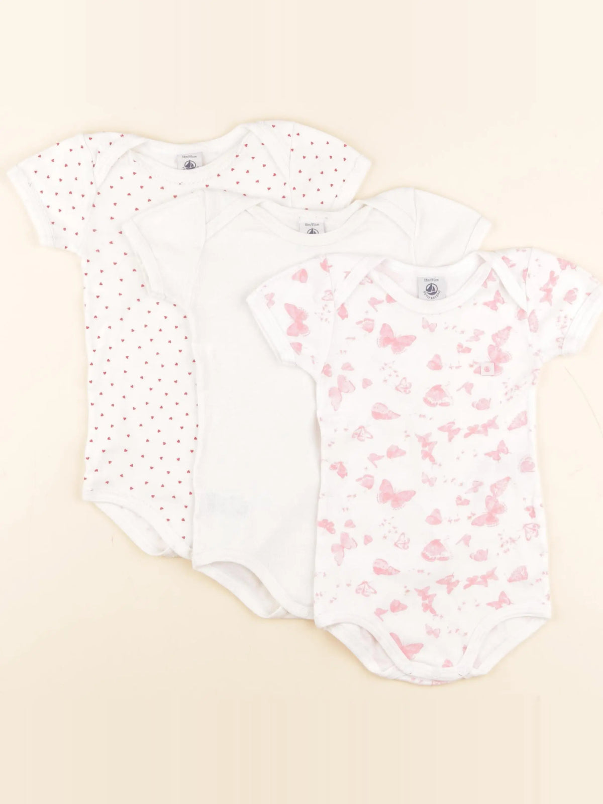 Petit Bateau - lot de 3 bodies en coton blanc - 18 mois