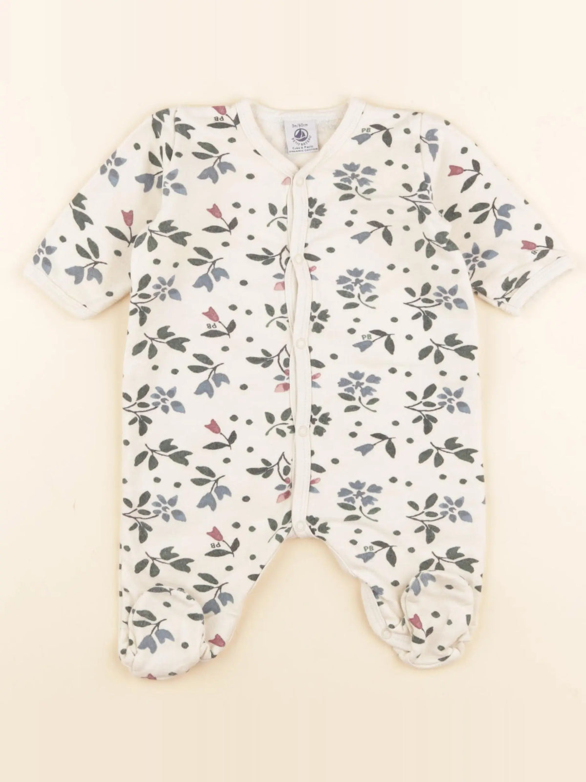 Petit Bateau - pyjama coton beige - 3 mois