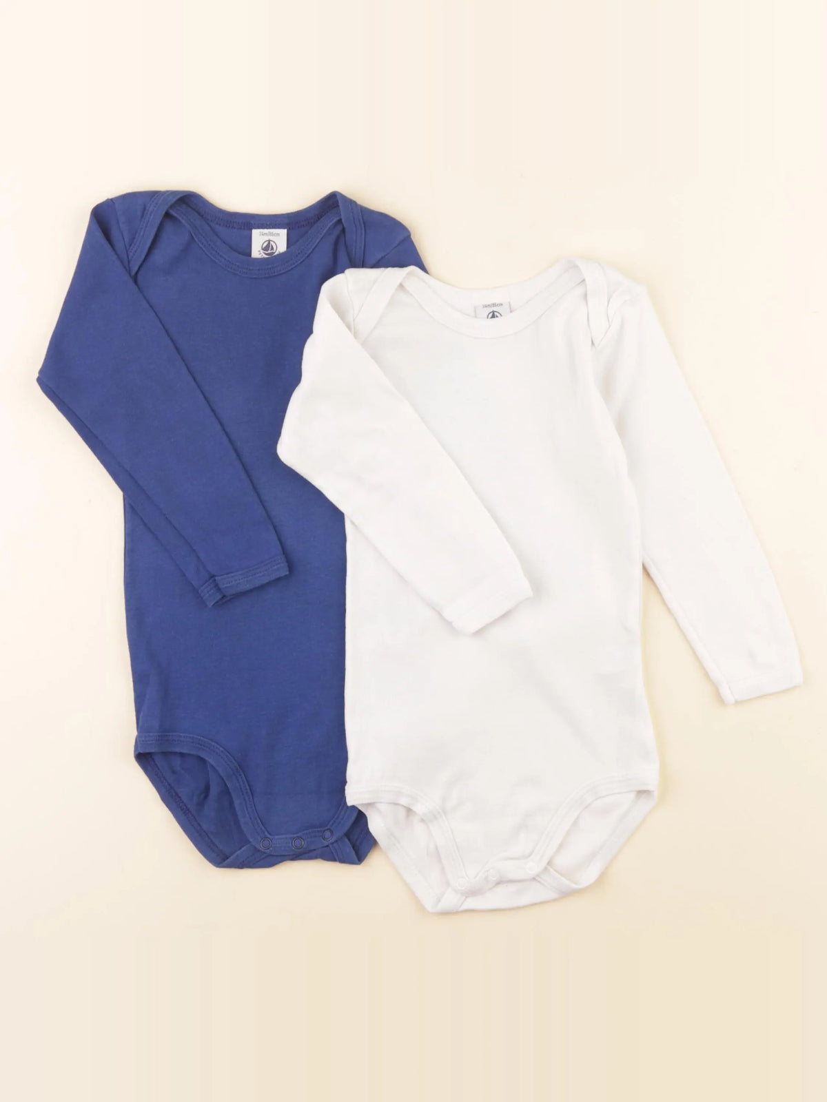 Petit Bateau - lot de 2 bodies en coton bleu, blanc - 24 mois