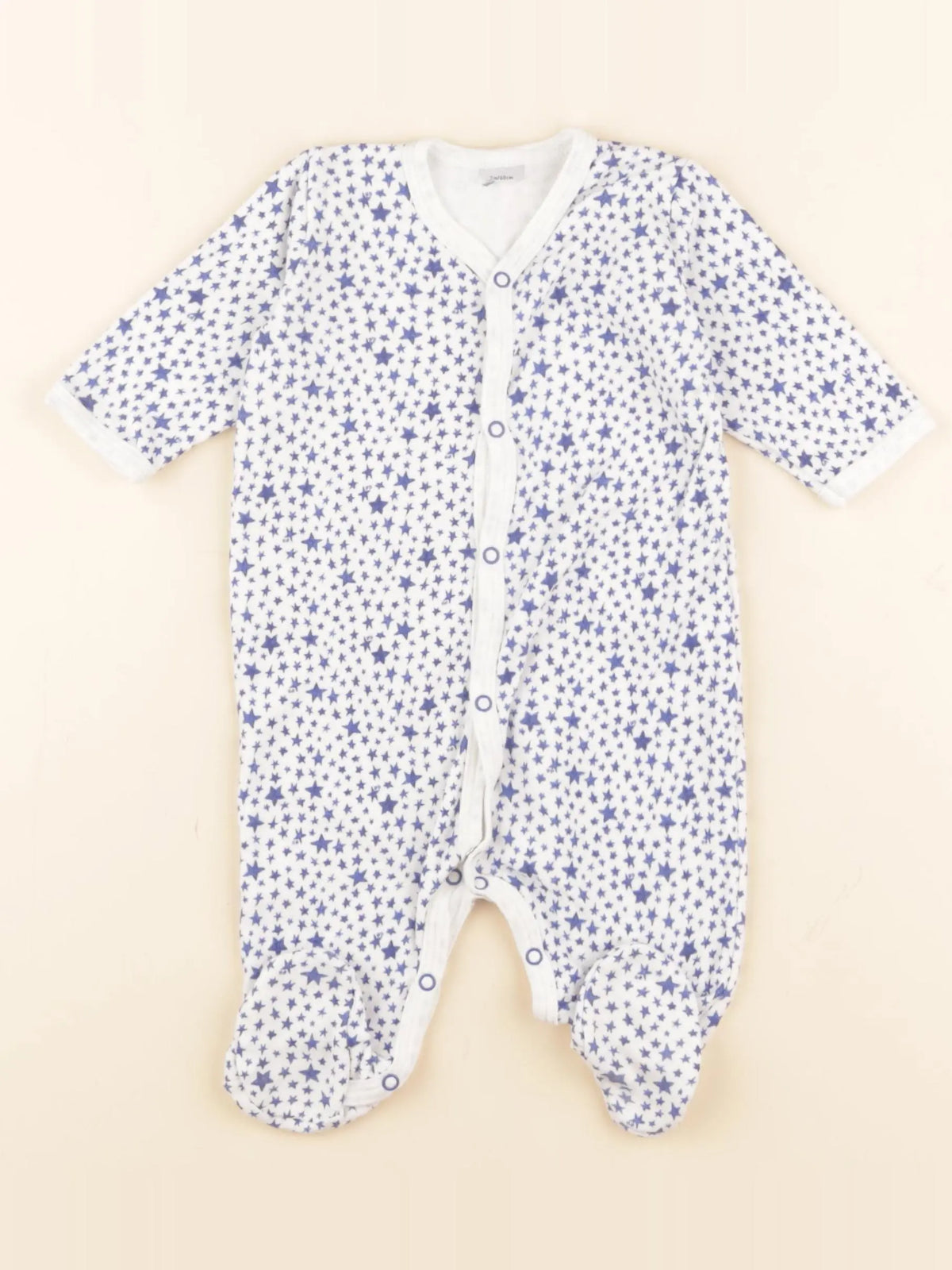 Petit Bateau - pyjama coton blanc, bleu - 3 mois