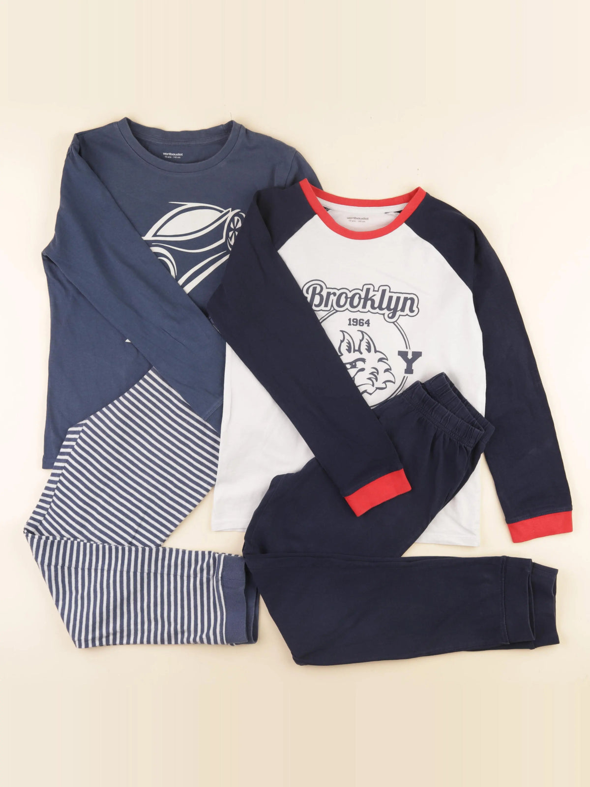 Vertbaudet - lot de 2 pyjamas coton bleu - 10 ans