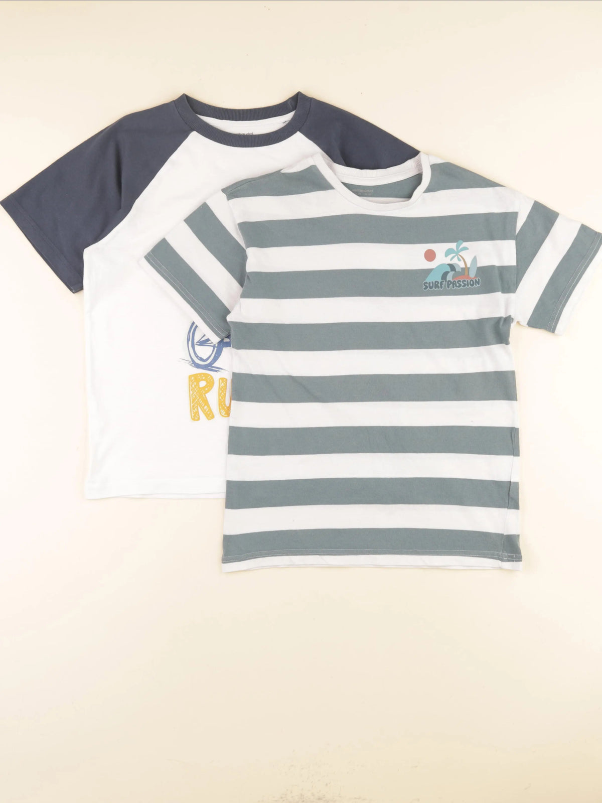 Vertbaudet - lot de 2 tee-shirts bleu, vert - 10 ans
