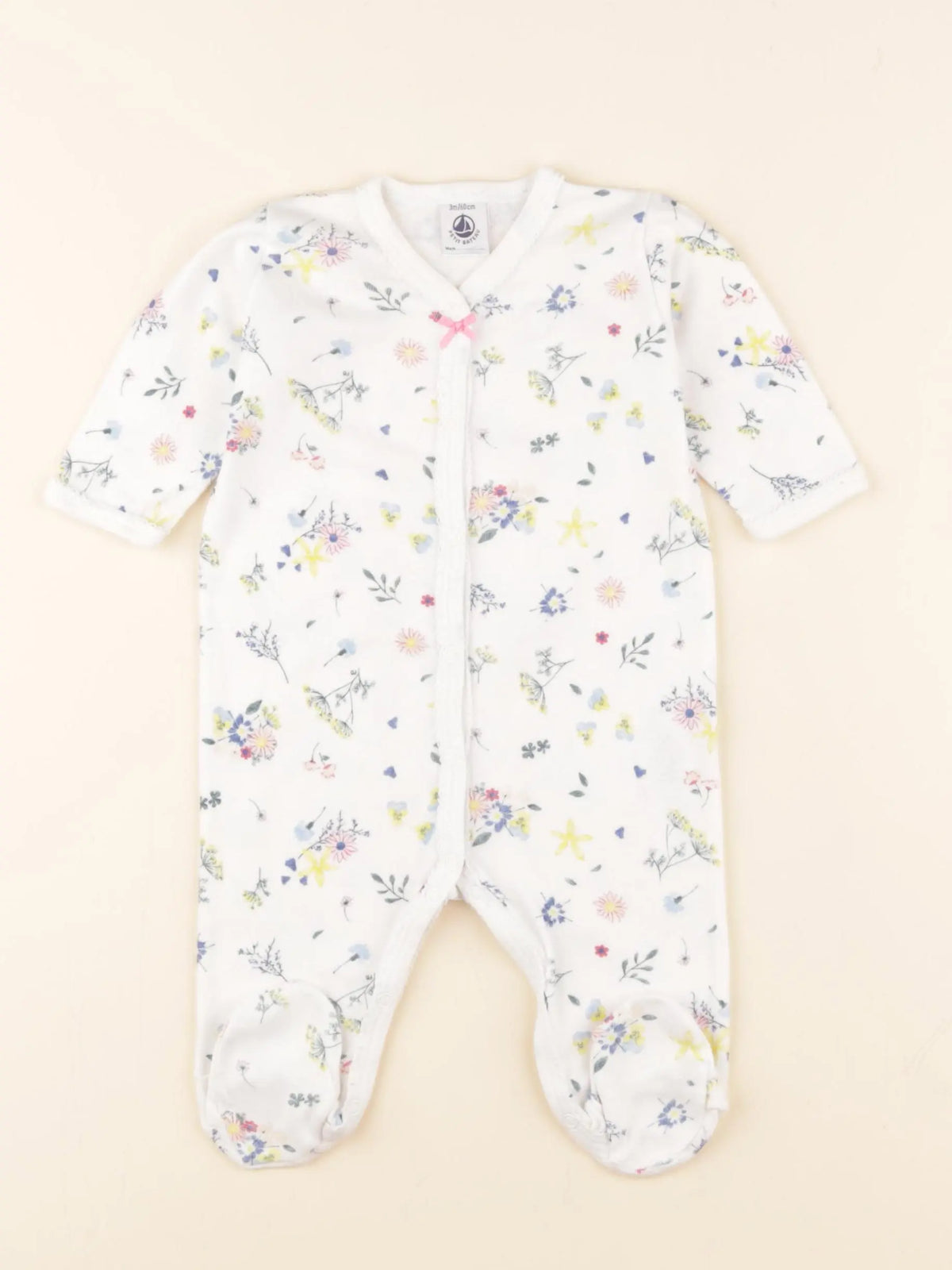 Petit Bateau - pyjama coton blanc - 3 mois