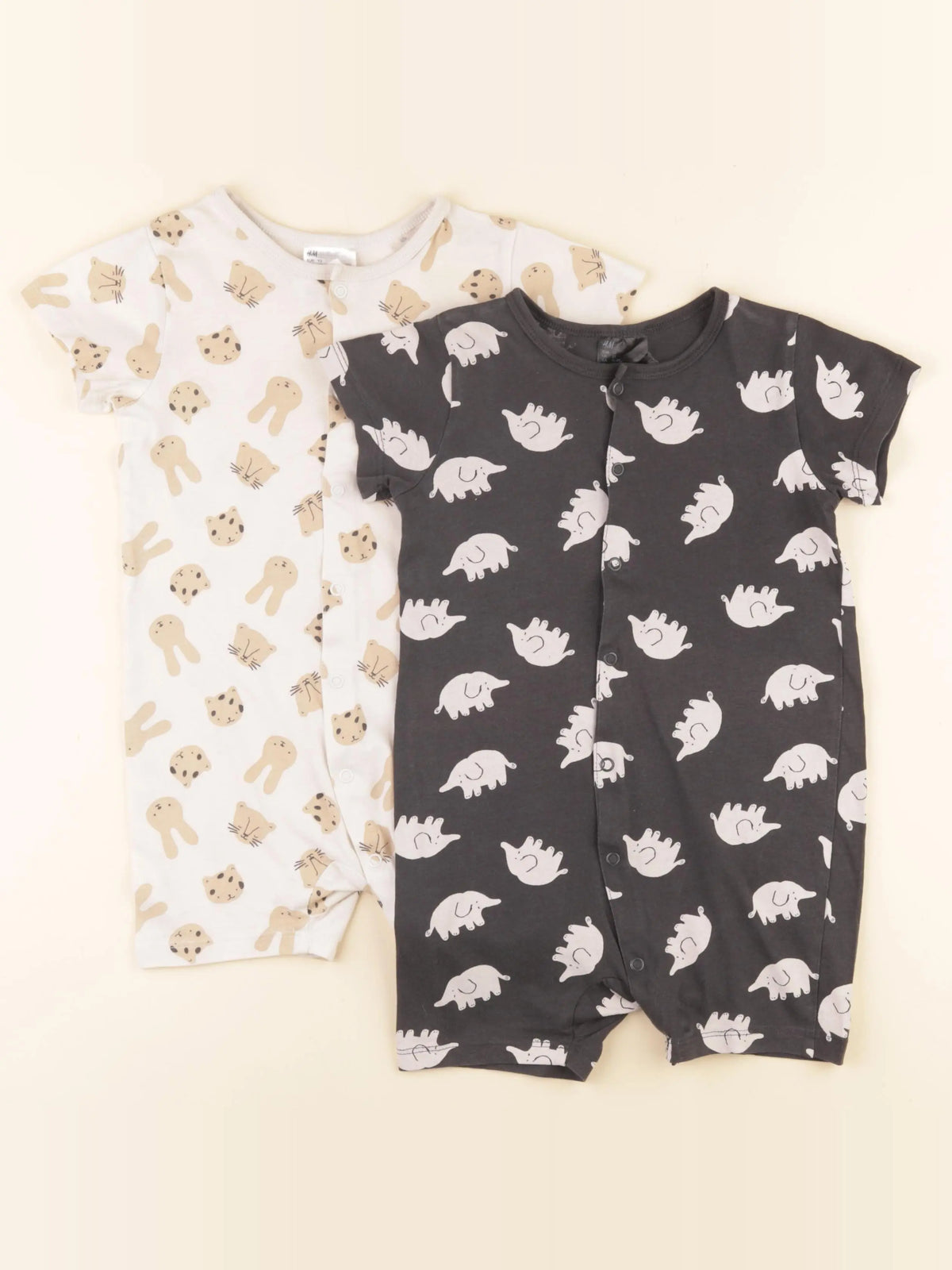 H&M - lot de 2 pyjamas coton beige, gris - 18/24 mois