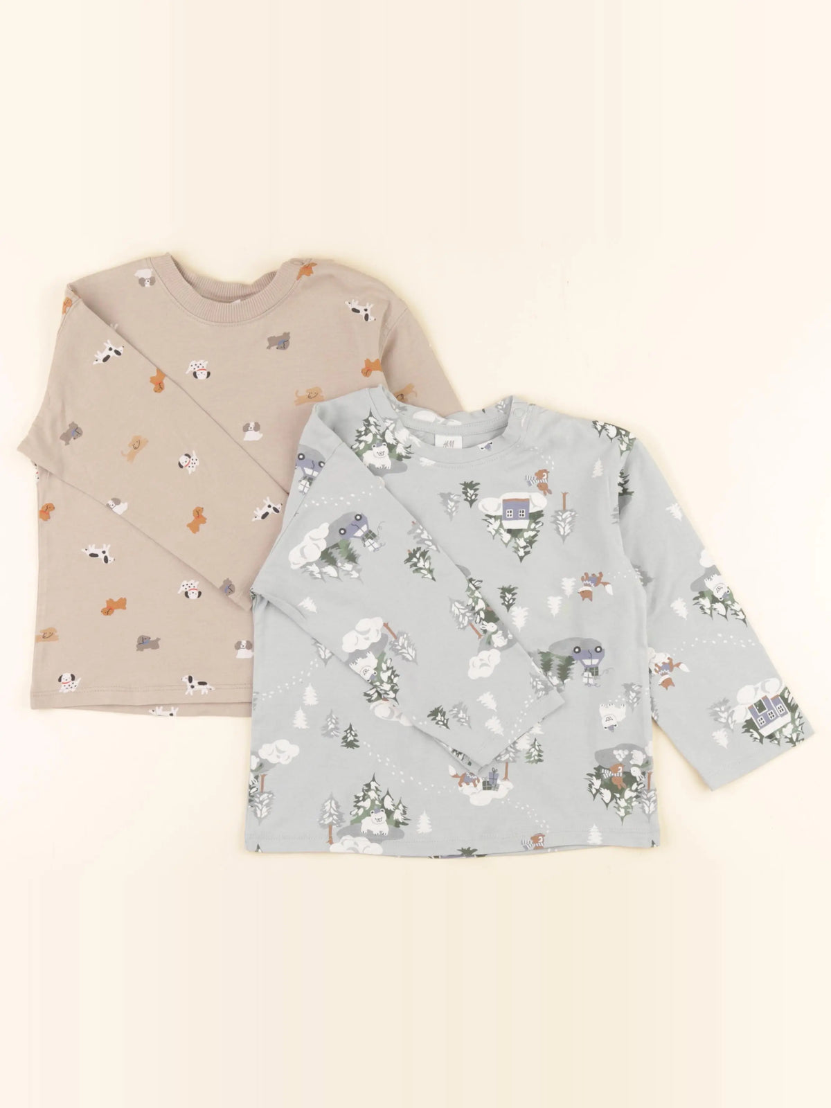 H&M - lot de 2 tee-shirts beige, bleu - 18/24 mois