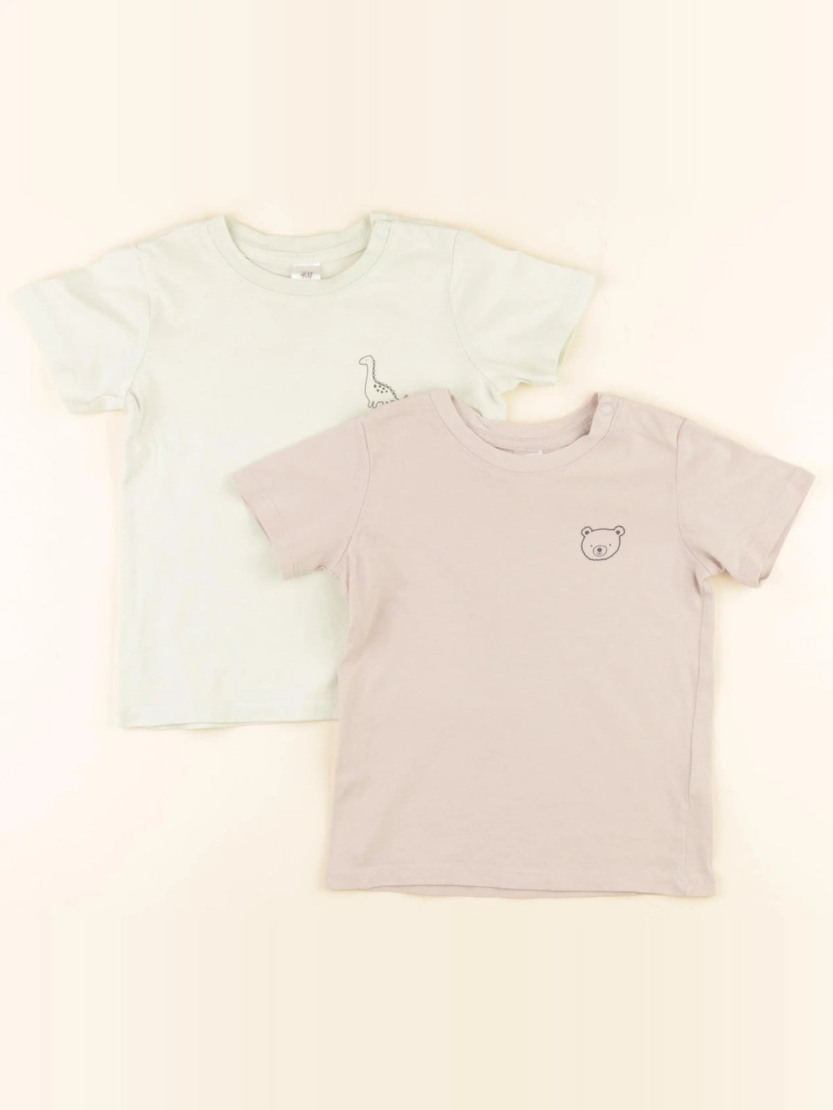 H&M - lot de 2 tee-shirts marron, vert - 18/24 mois