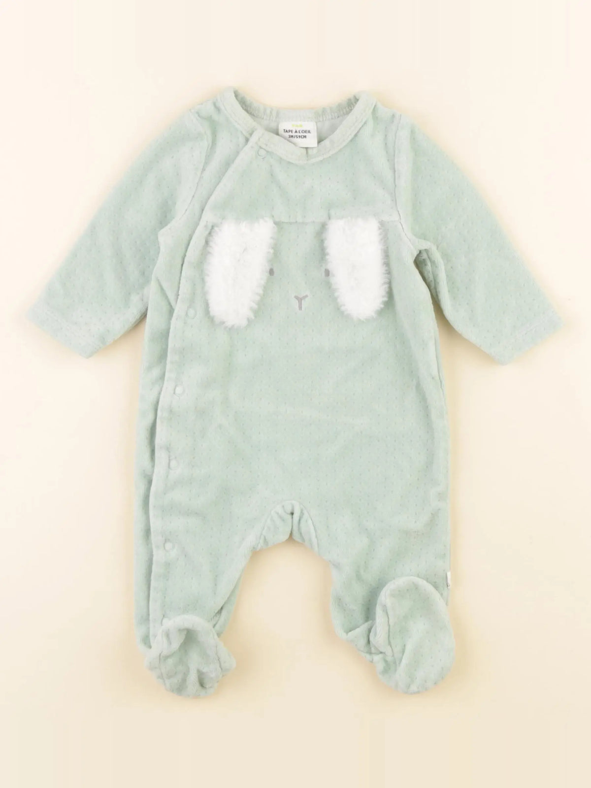 Tape à l'oeil - pyjama velours vert - 3 mois