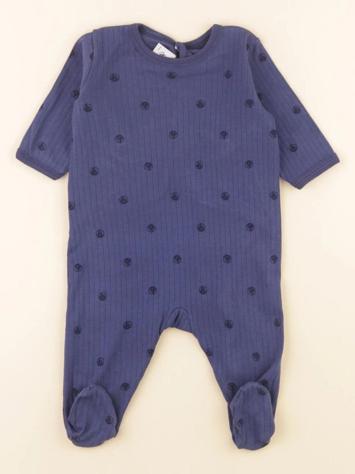 Petit Bateau - pyjama coton bleu - 3 mois