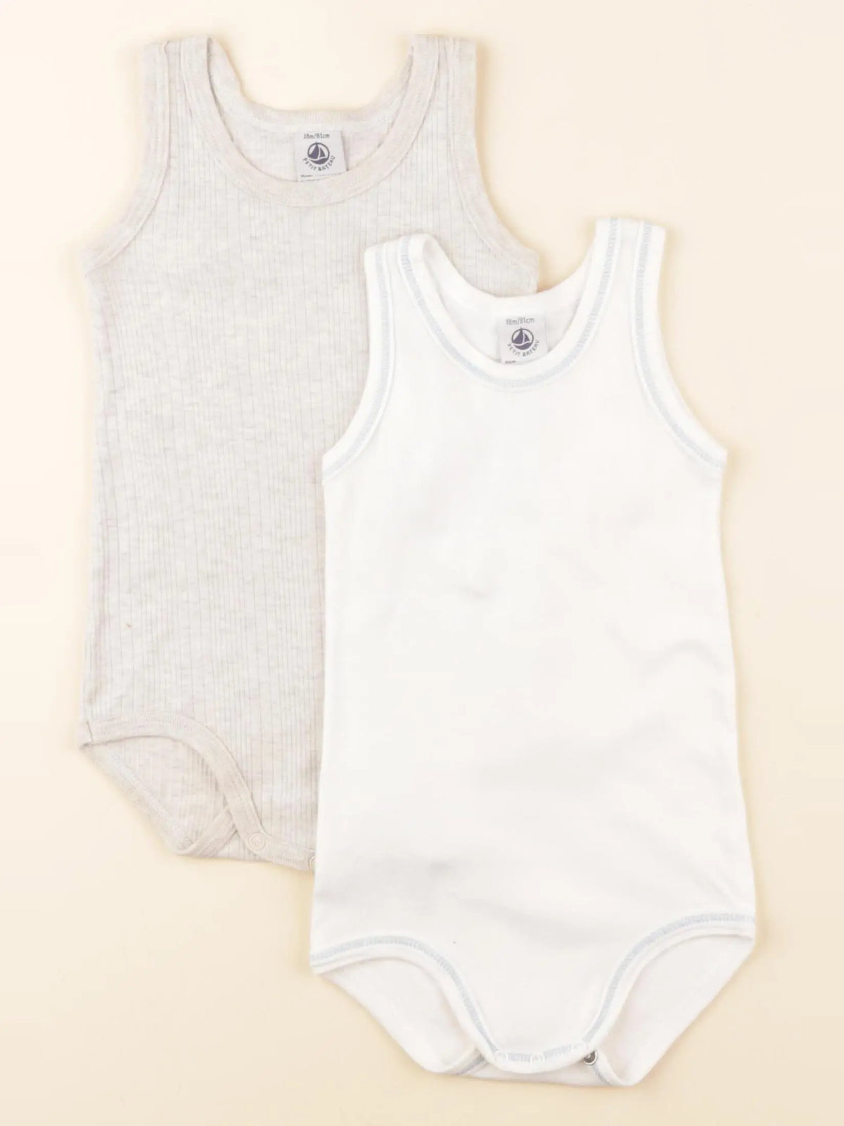 Petit Bateau - lot de 2 bodies en coton blanc - 18 mois