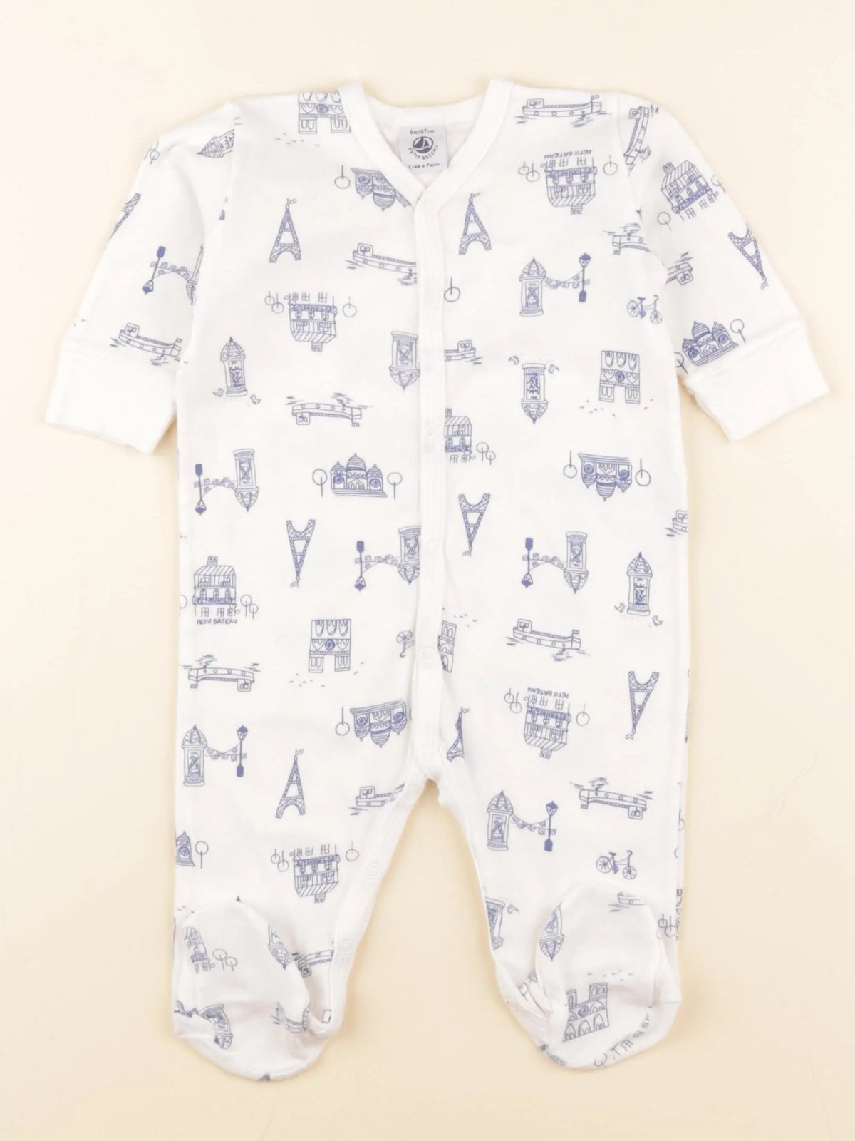 Petit Bateau - pyjama coton blanc - 6 mois