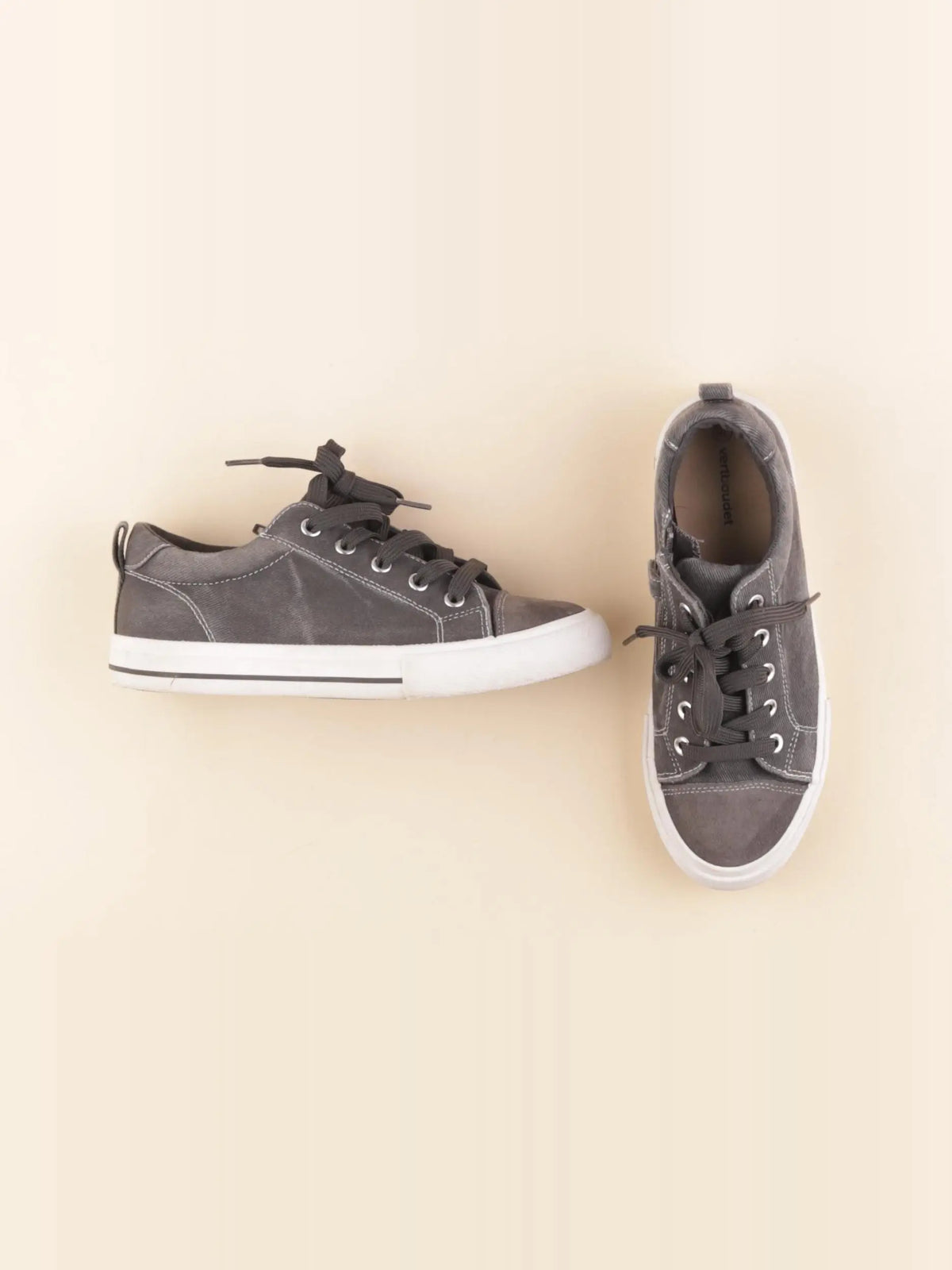 Vertbaudet - tennis à scratch/ lacets gris - pointure 36