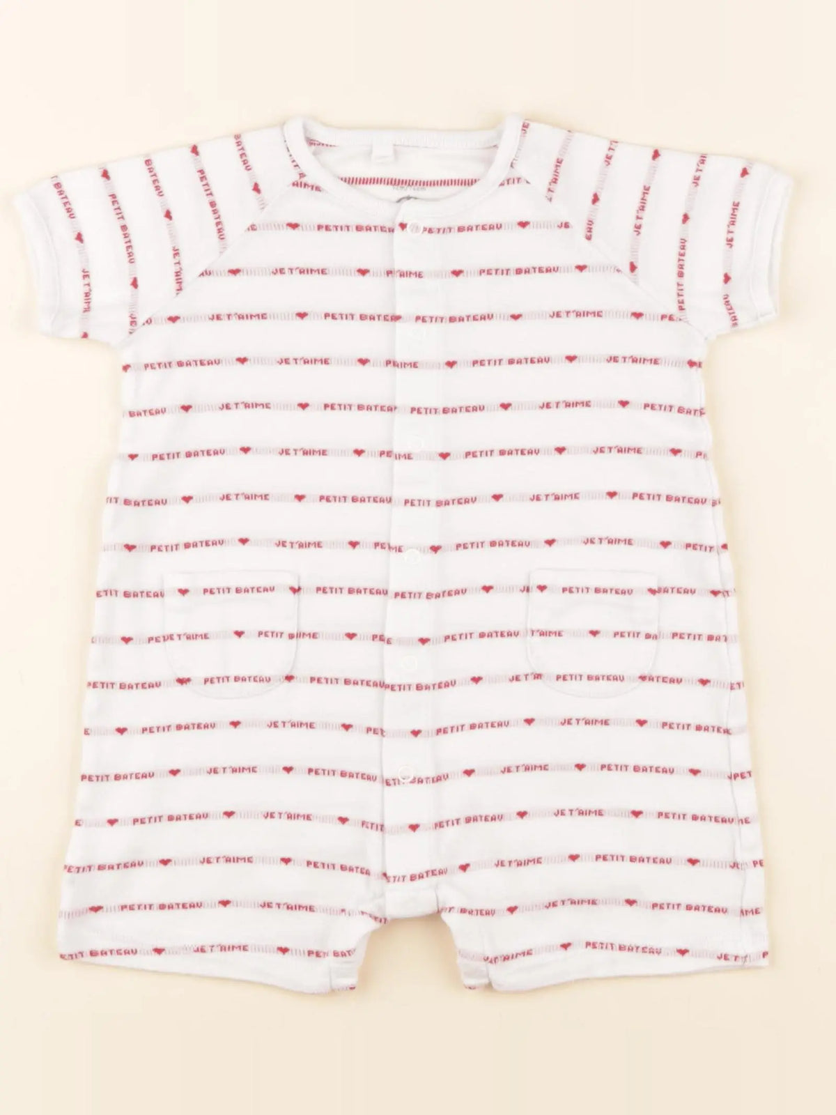 Petit Bateau - pyjama coton blanc, rouge - 12 mois