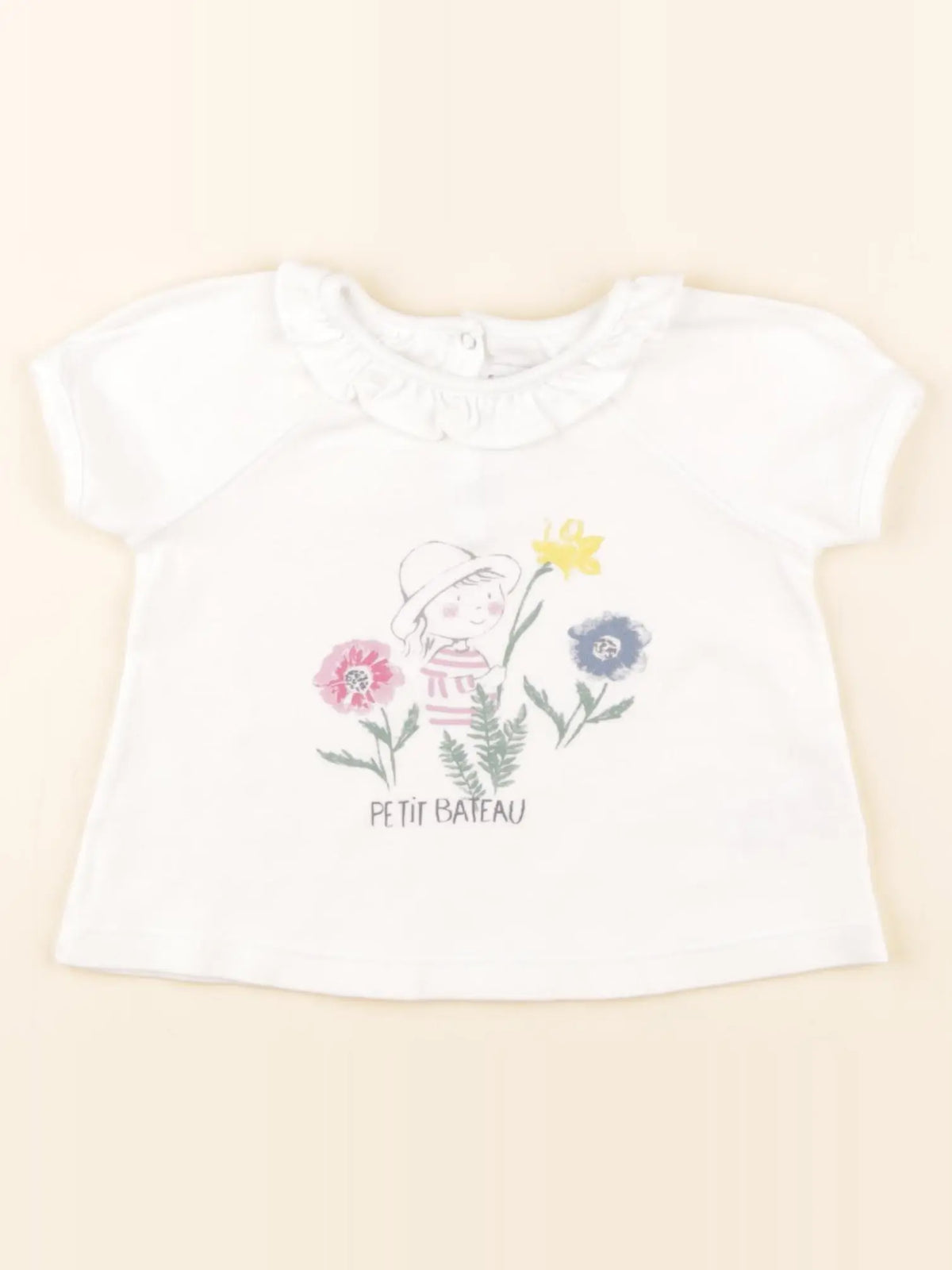 Petit Bateau - tee-shirt blanc - 12 mois