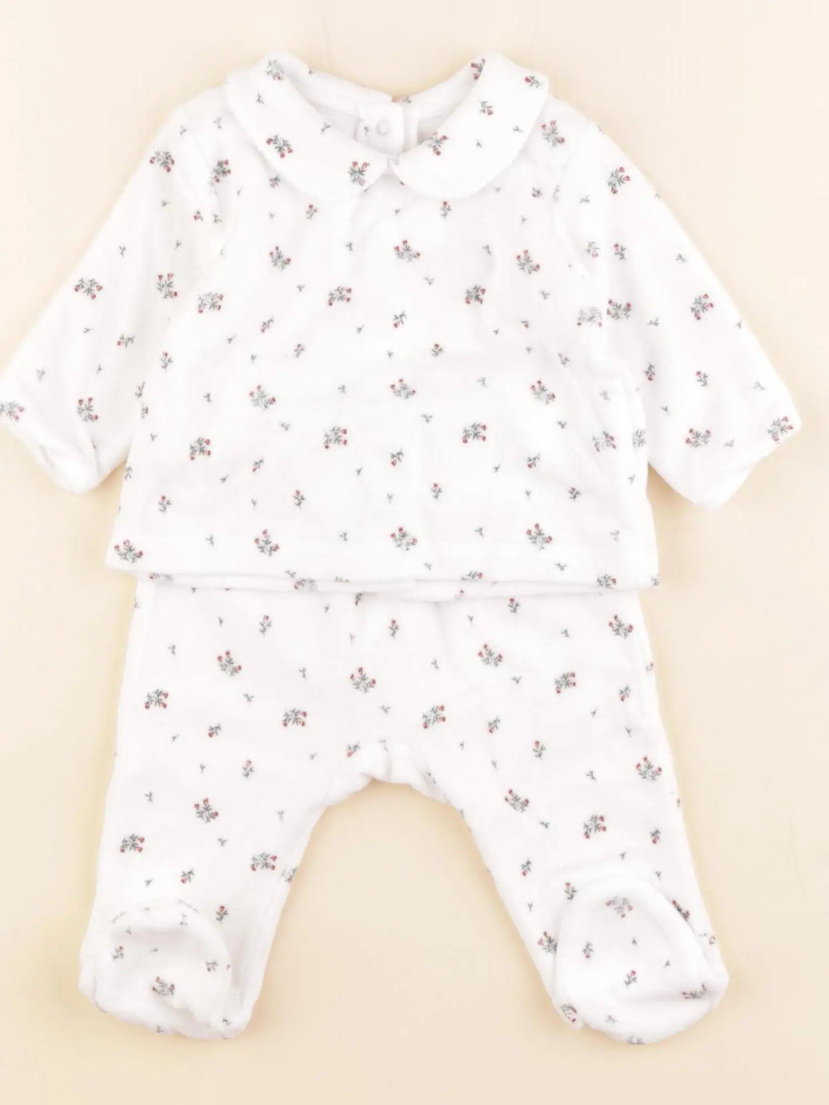 Vertbaudet - pyjama velours blanc - 3 mois