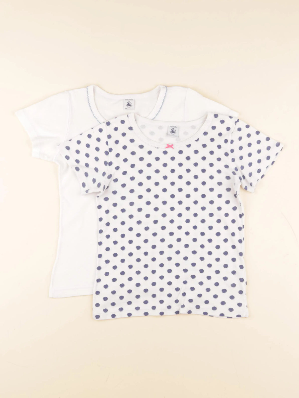 Petit Bateau - lot de 2 maillots de corps blanc, bleu - 10 ans