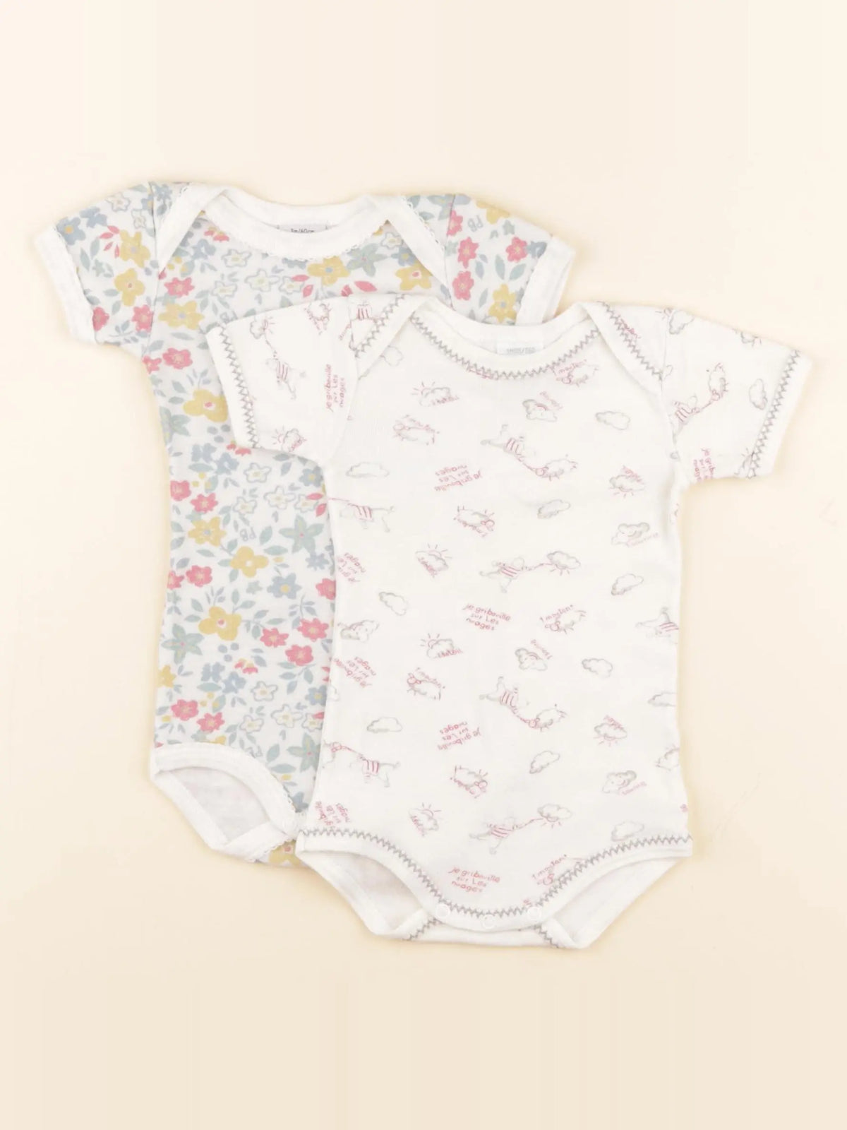 Petit Bateau - lot de 2 bodies en coton multicolore - 3 mois