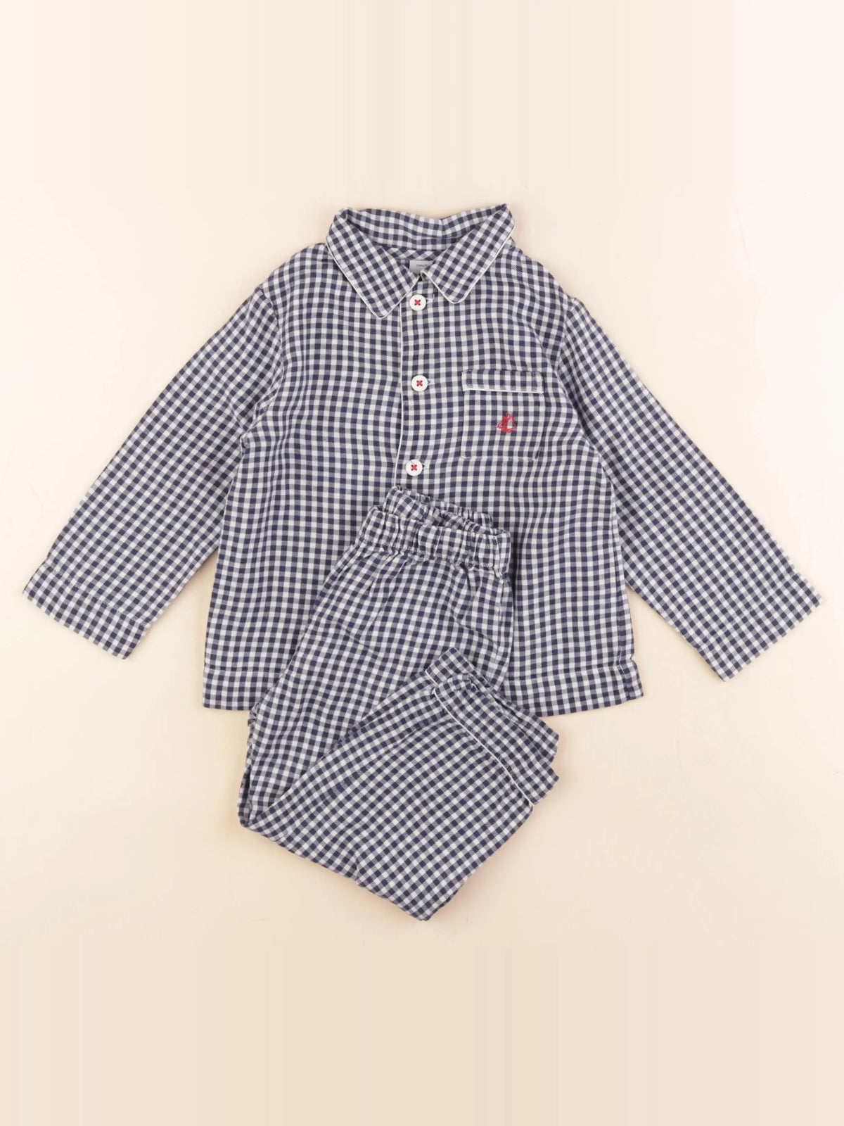 Petit Bateau - pyjama coton bleu, blanc - 2 ans