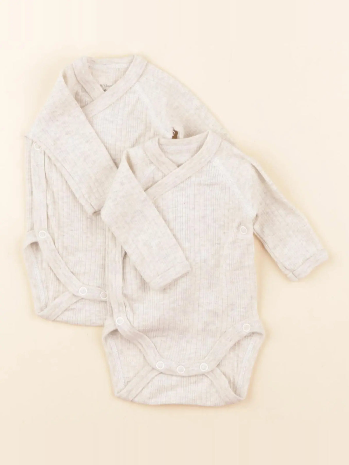 Petit Bateau - lot de 2 bodies en coton beige - 0 mois
