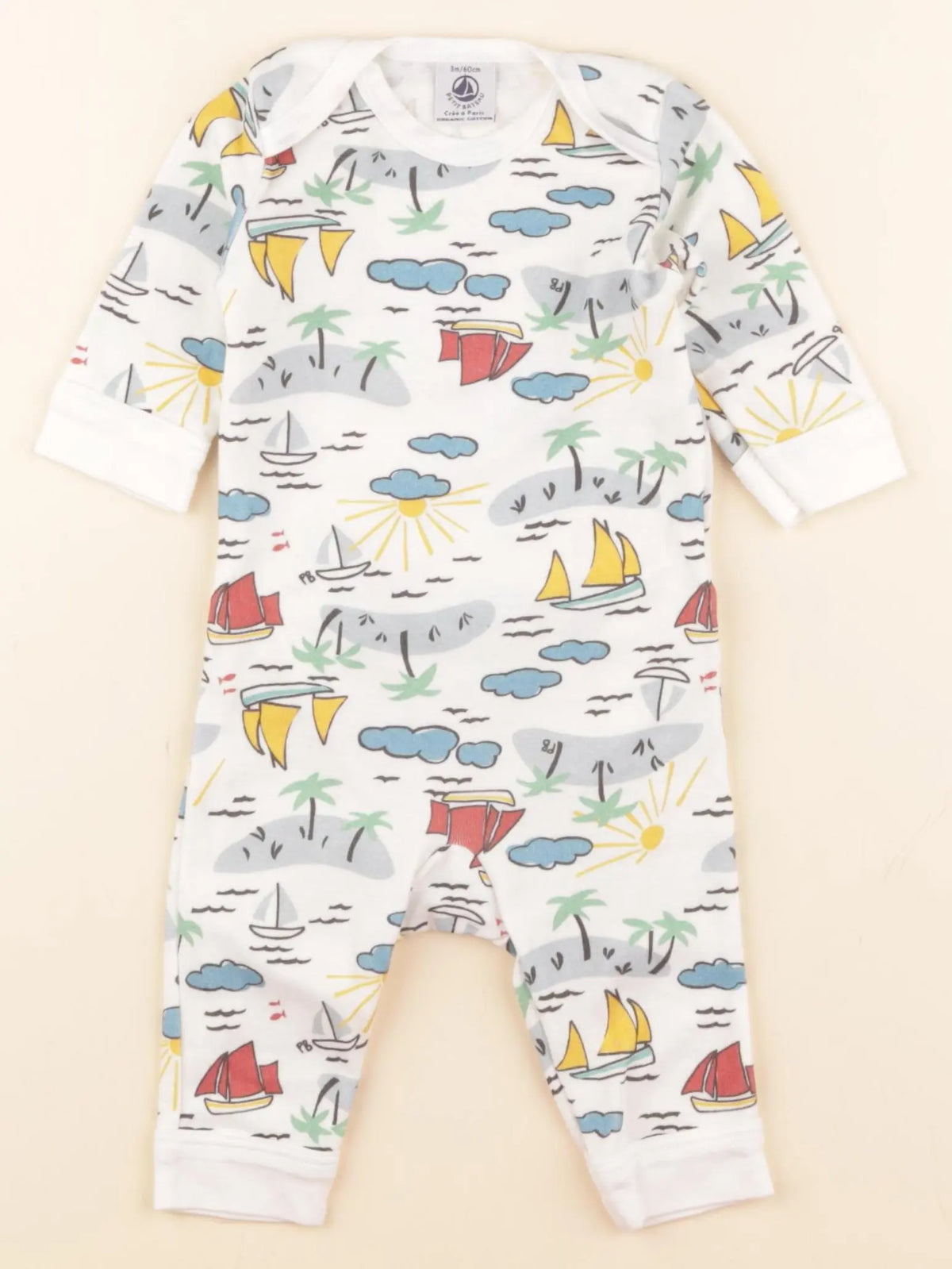 Petit Bateau - pyjama coton blanc - 3 mois
