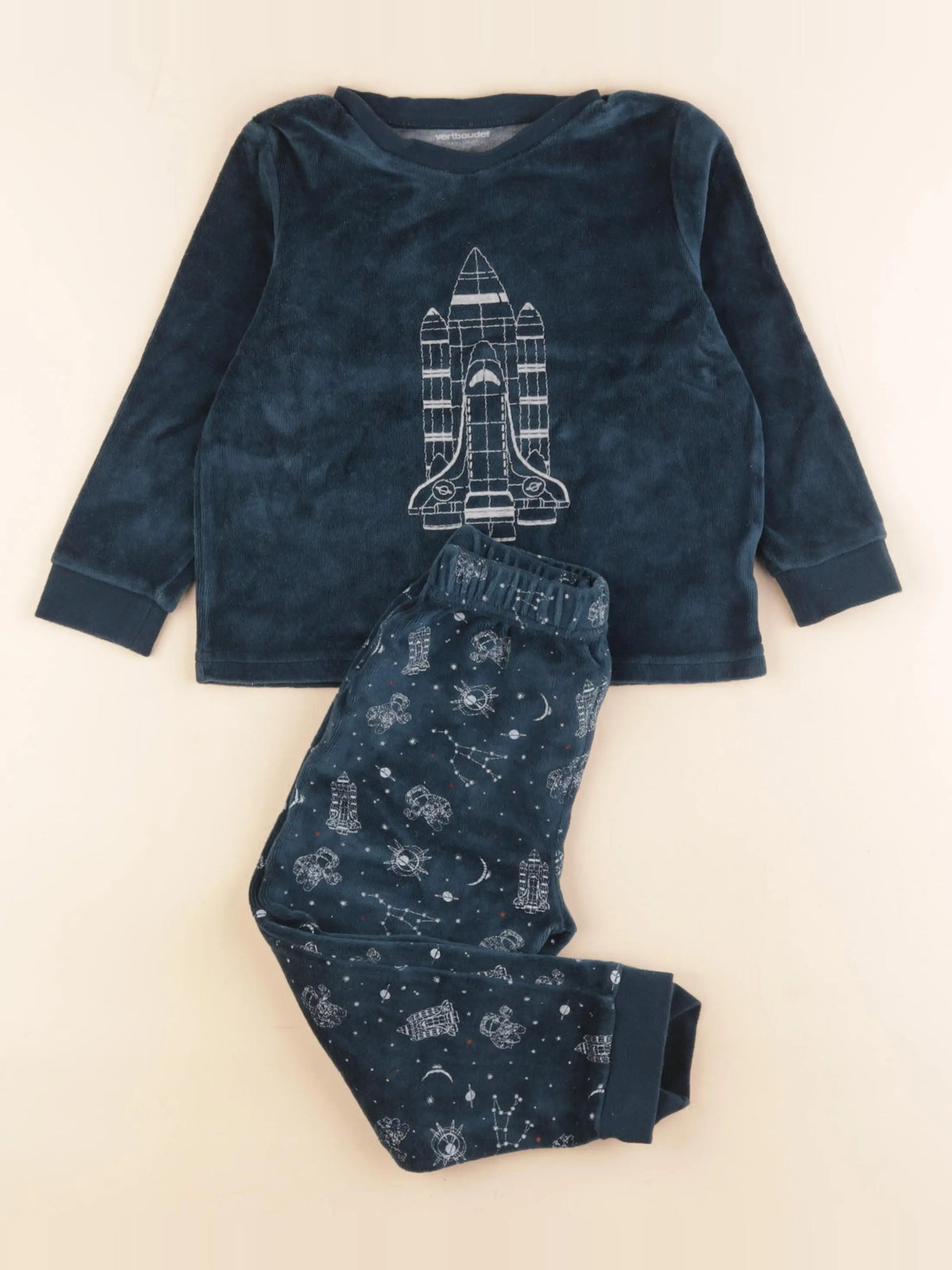Vertbaudet - pyjama velours vert - 4 ans