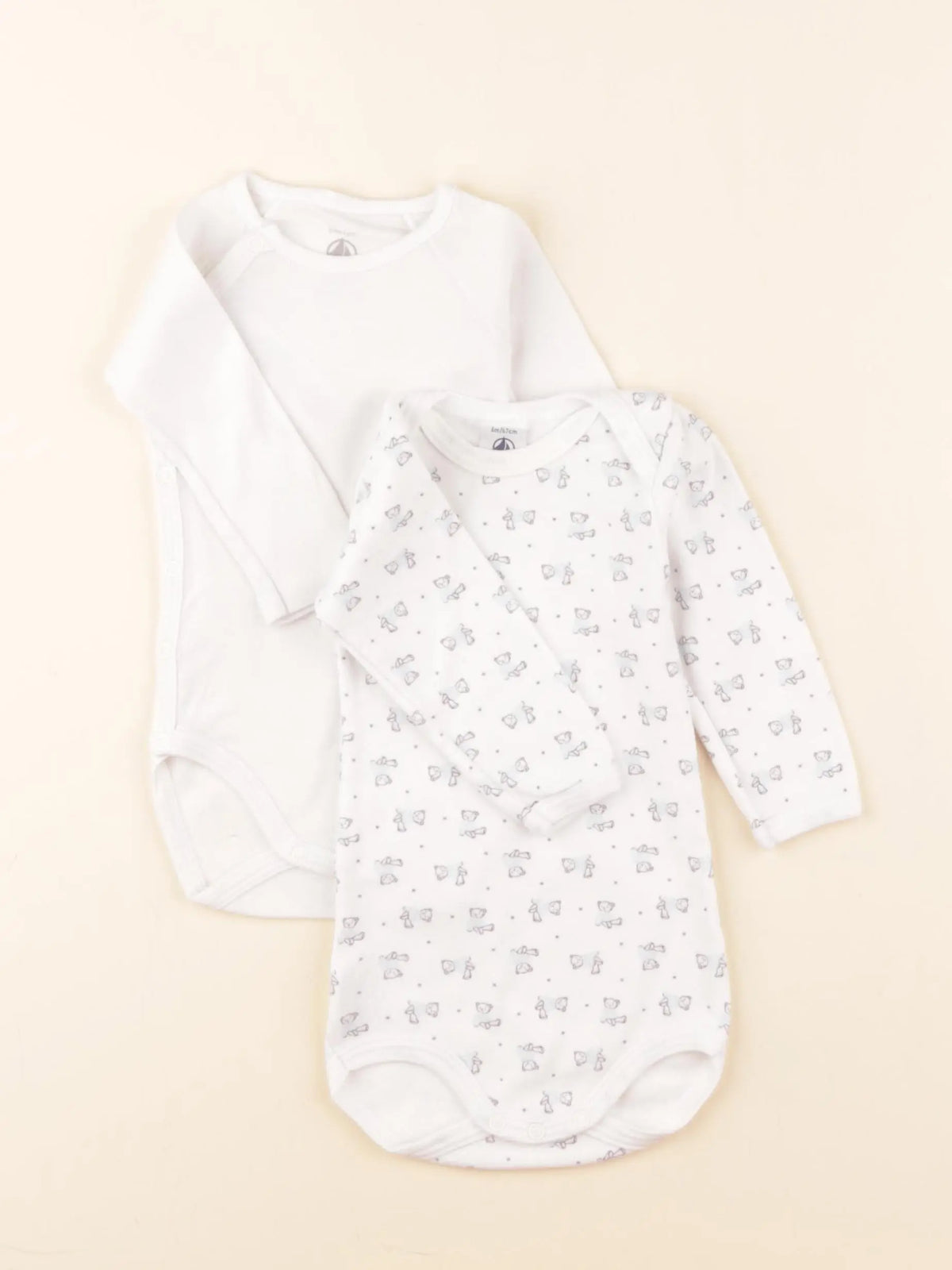 Petit Bateau - lot de 2 bodies en coton blanc - 6 mois