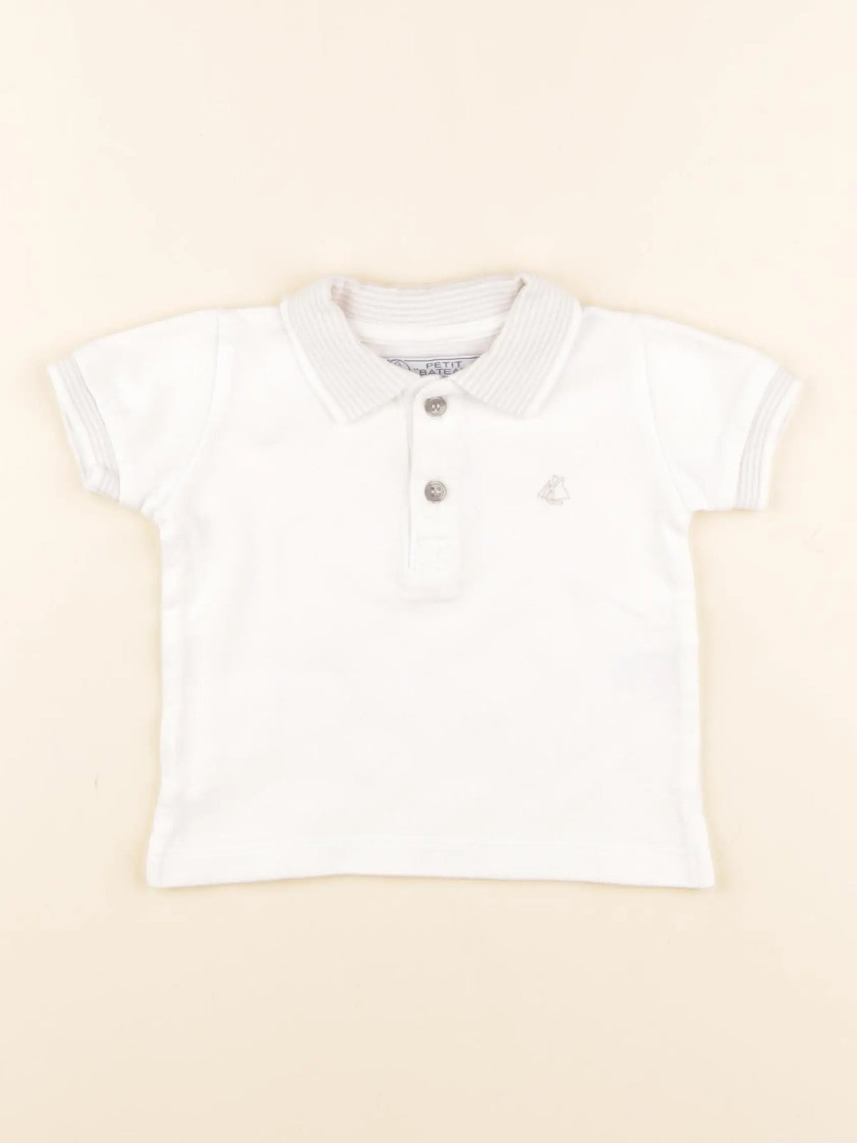 Petit Bateau - polo blanc - 12 mois