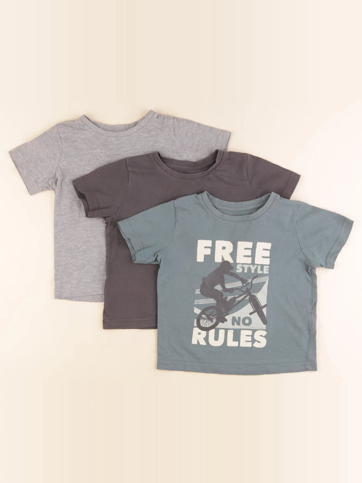 Vertbaudet - lot de 3 tee-shirts bleu, gris - 3 ans